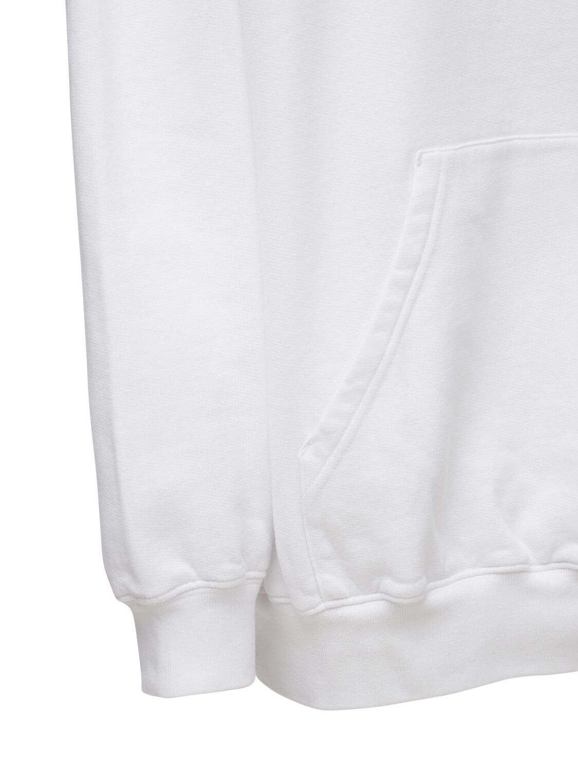 Shop Balenciaga Logo Hooded Cotton Jersey Sweatshirt In White,black