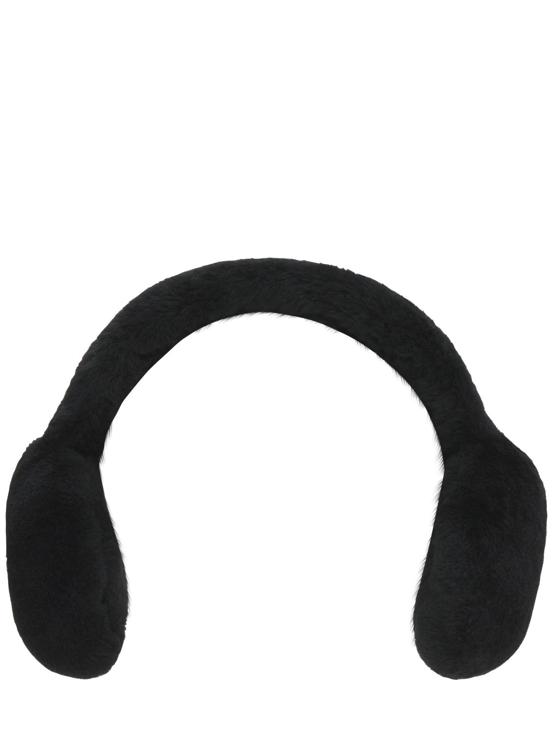 Prada Shearling Ear Muffs In Black