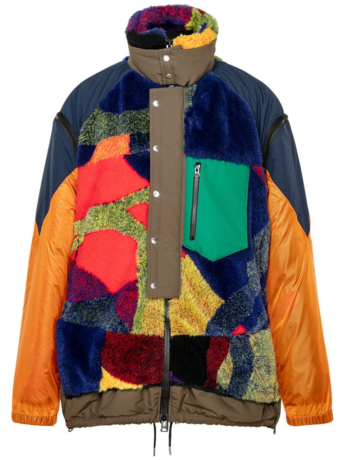 Sacai Kaws Jacquard Faux Fur Blouson In Multicolor | ModeSens