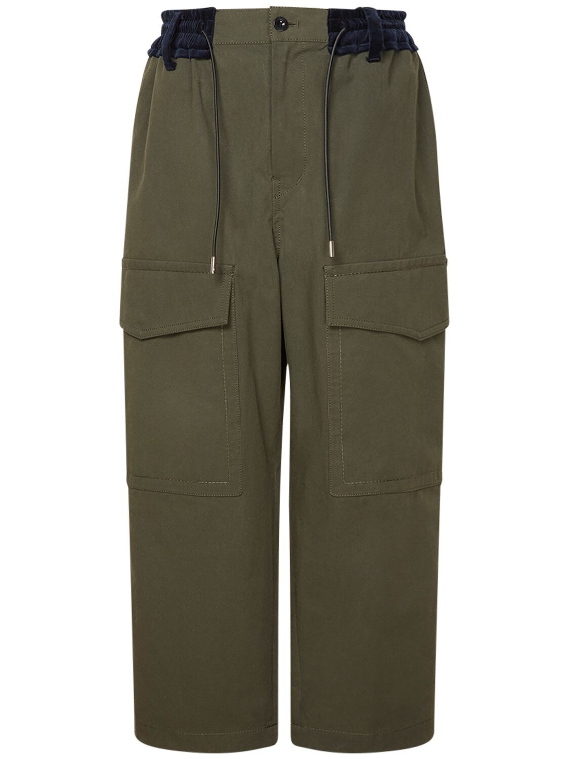 Sacai Cotton Oxford Cargo Pants In Dark Khaki | ModeSens