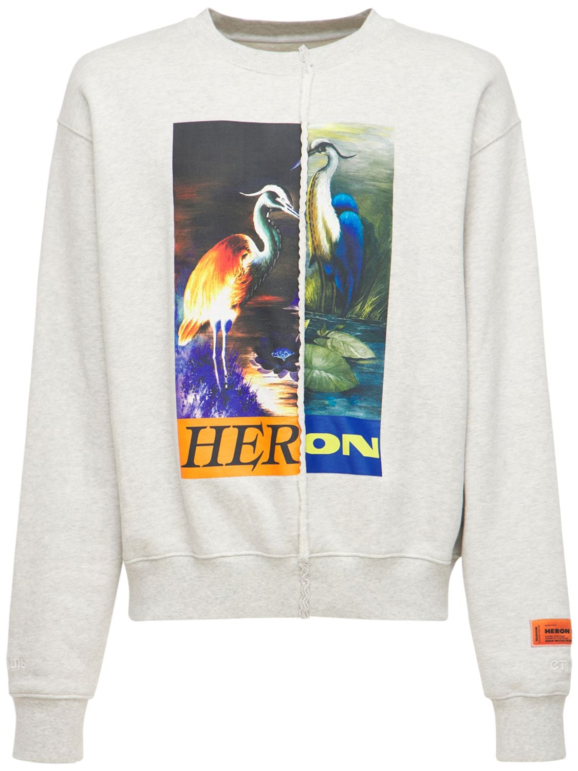 Heron Preston Split Herons Print Jersey Sweatshirt In Grey