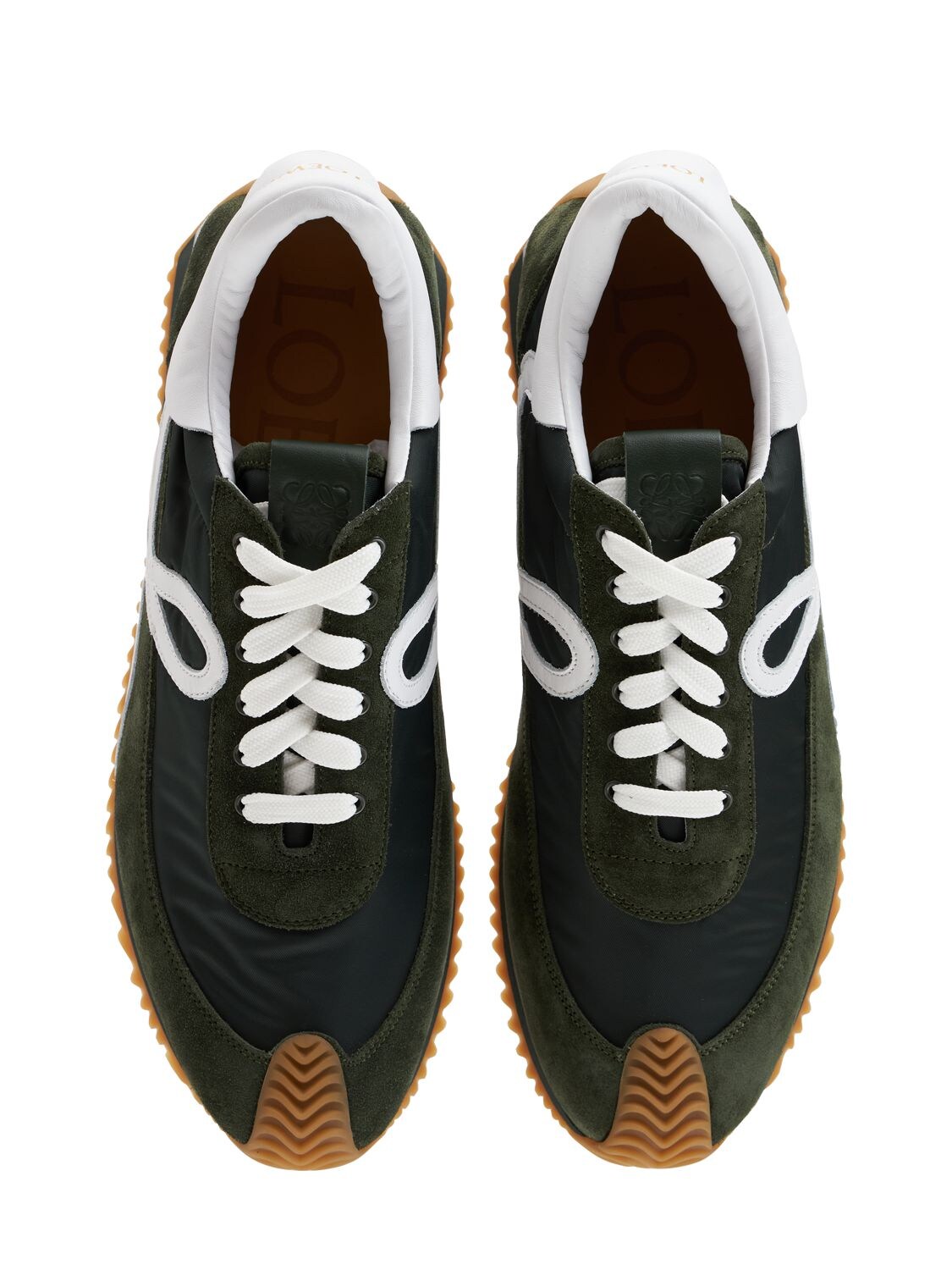Flow Runner Leather-trimmed Suede And Nylon Sneakers In Forest Green