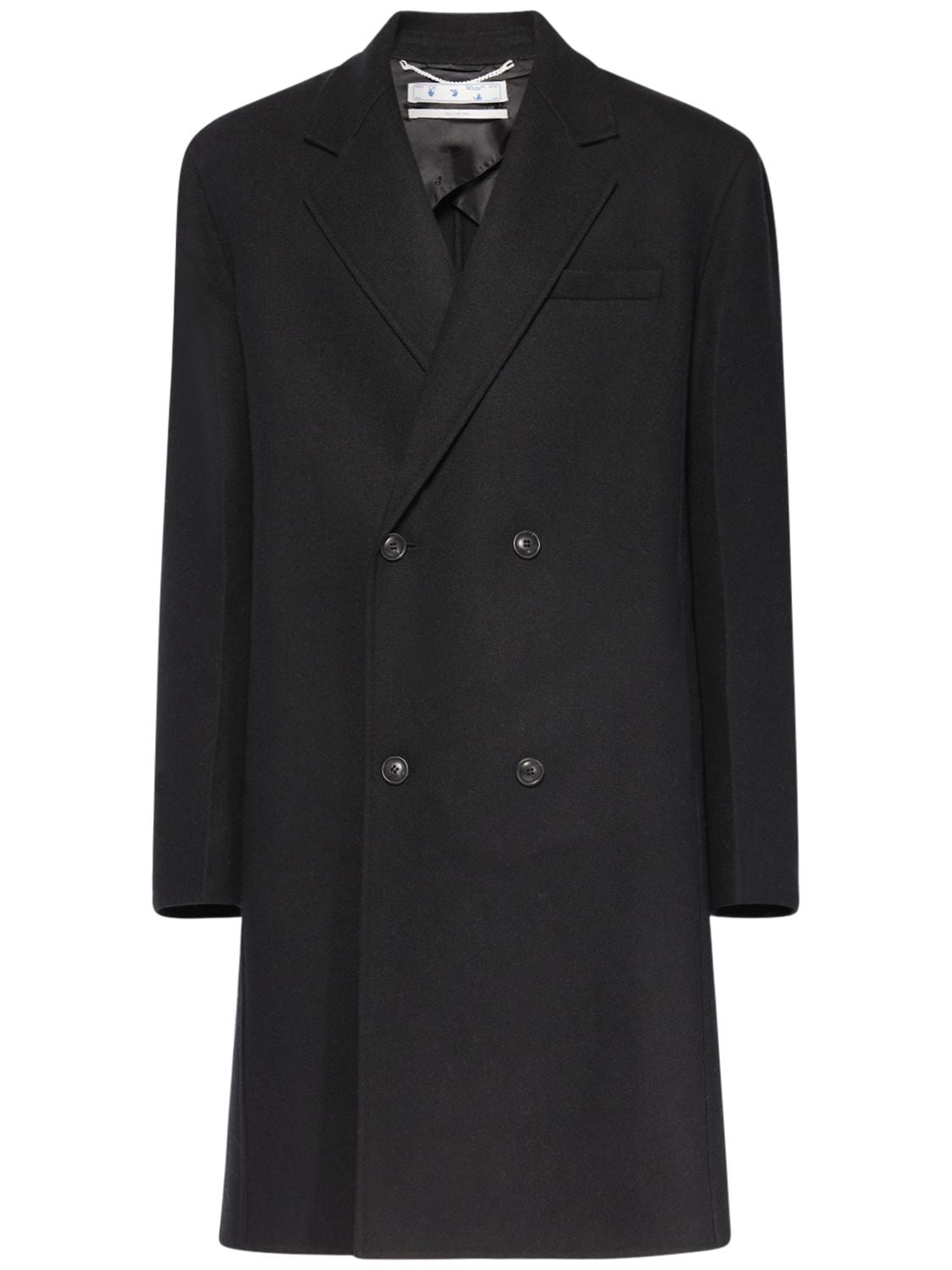 Off-white Structured Wool Blend Coat In Black | ModeSens