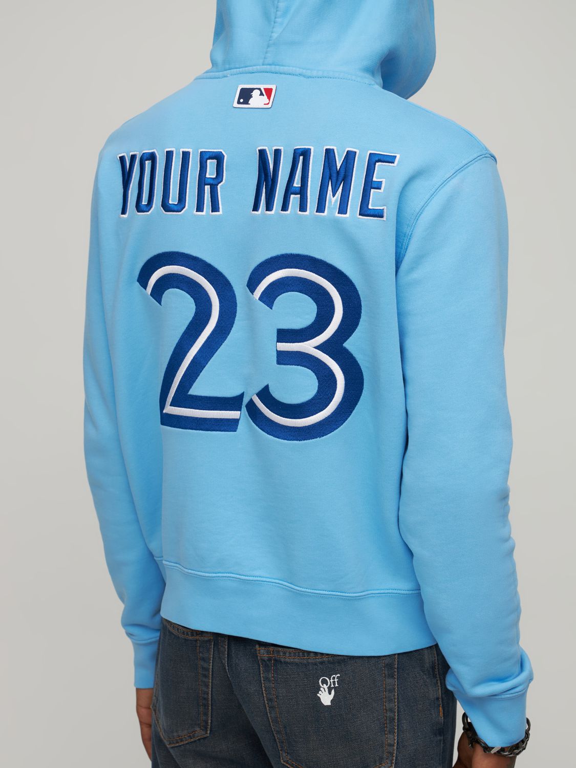 Off-White x MBL Blue Jays logo-print Hoodie - Farfetch