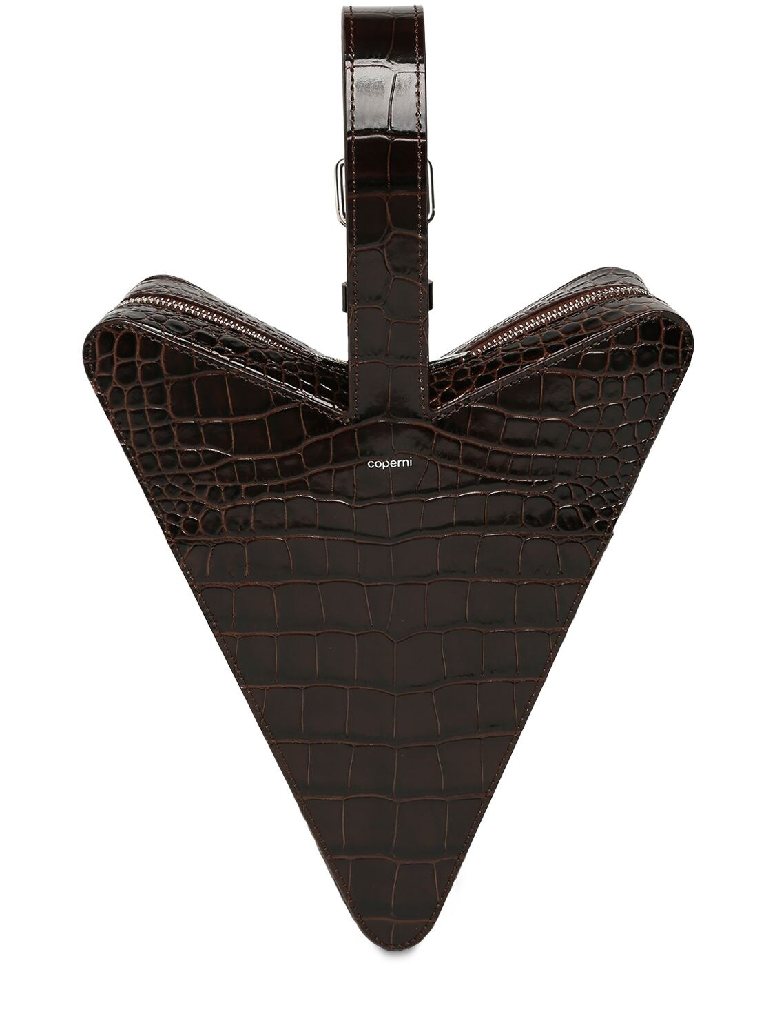 Coperni Arrow Leather Top Handle Bag In Dark Brown