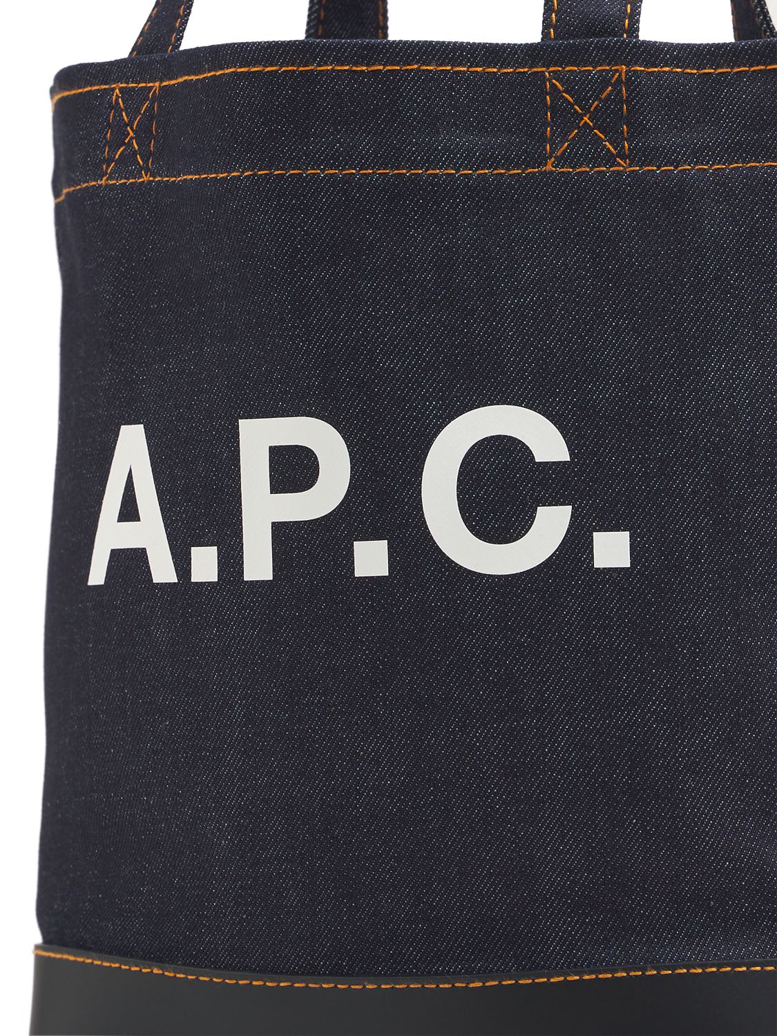 Shop Apc Small Axel Denim & Leather Tote Bag In Navy