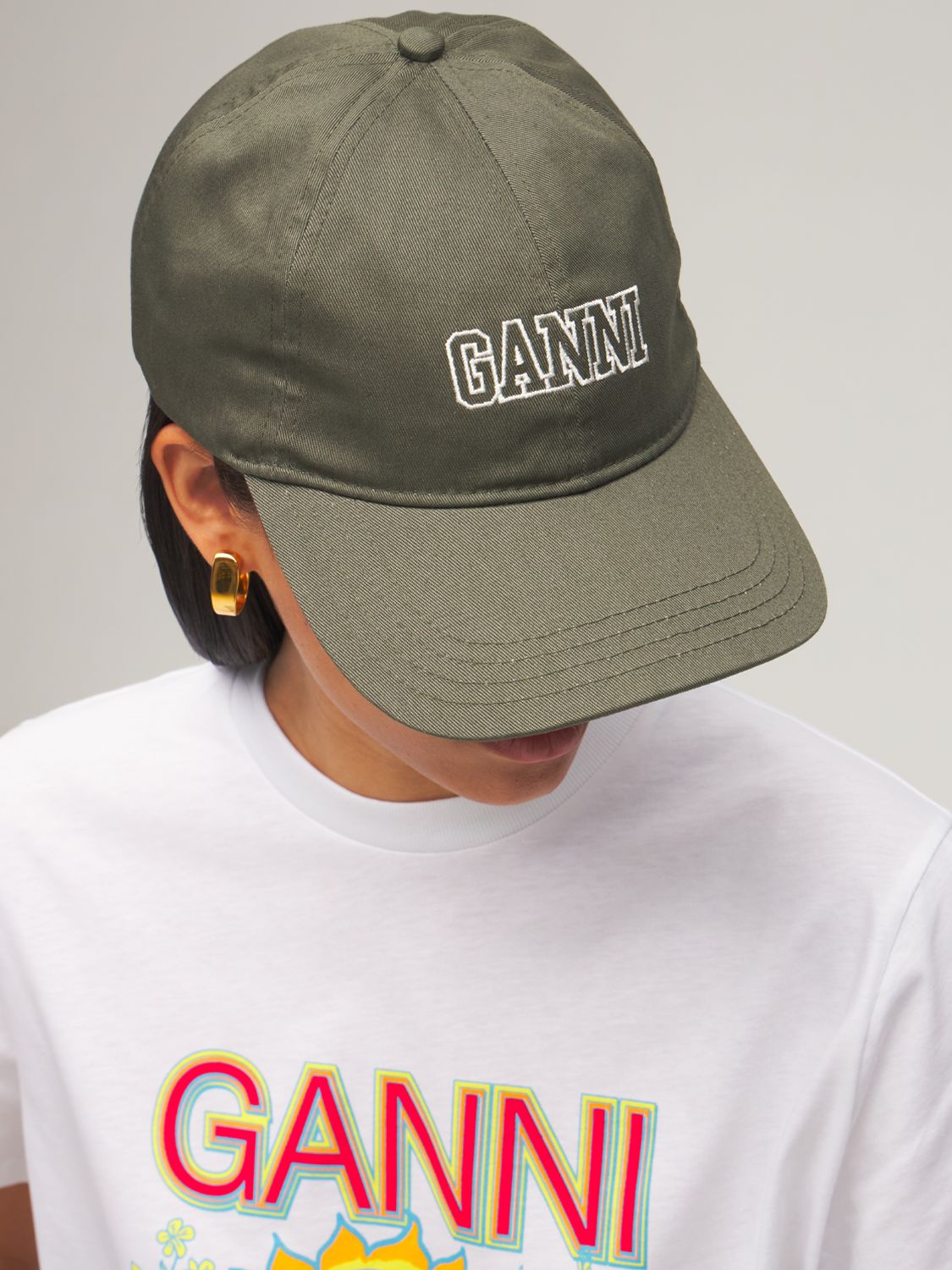 GANNI Logo Organic Cotton Cap