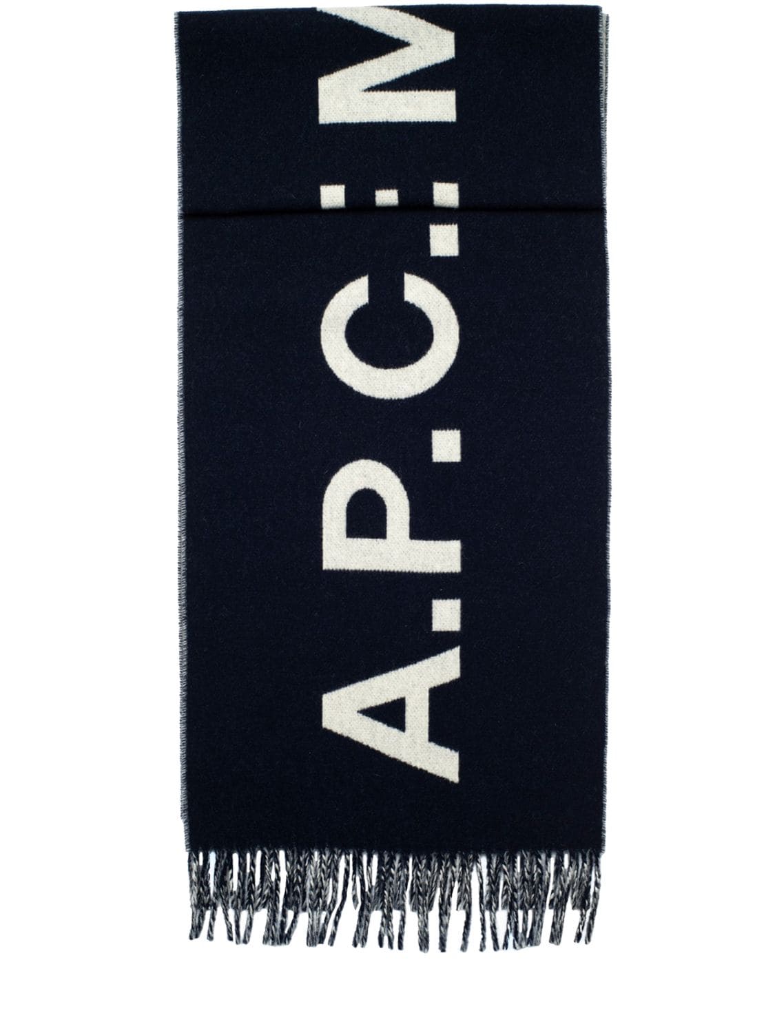 APC JACQUARD LOGO WOOL FRINGED SCARF,74IJ60002-WUFL0