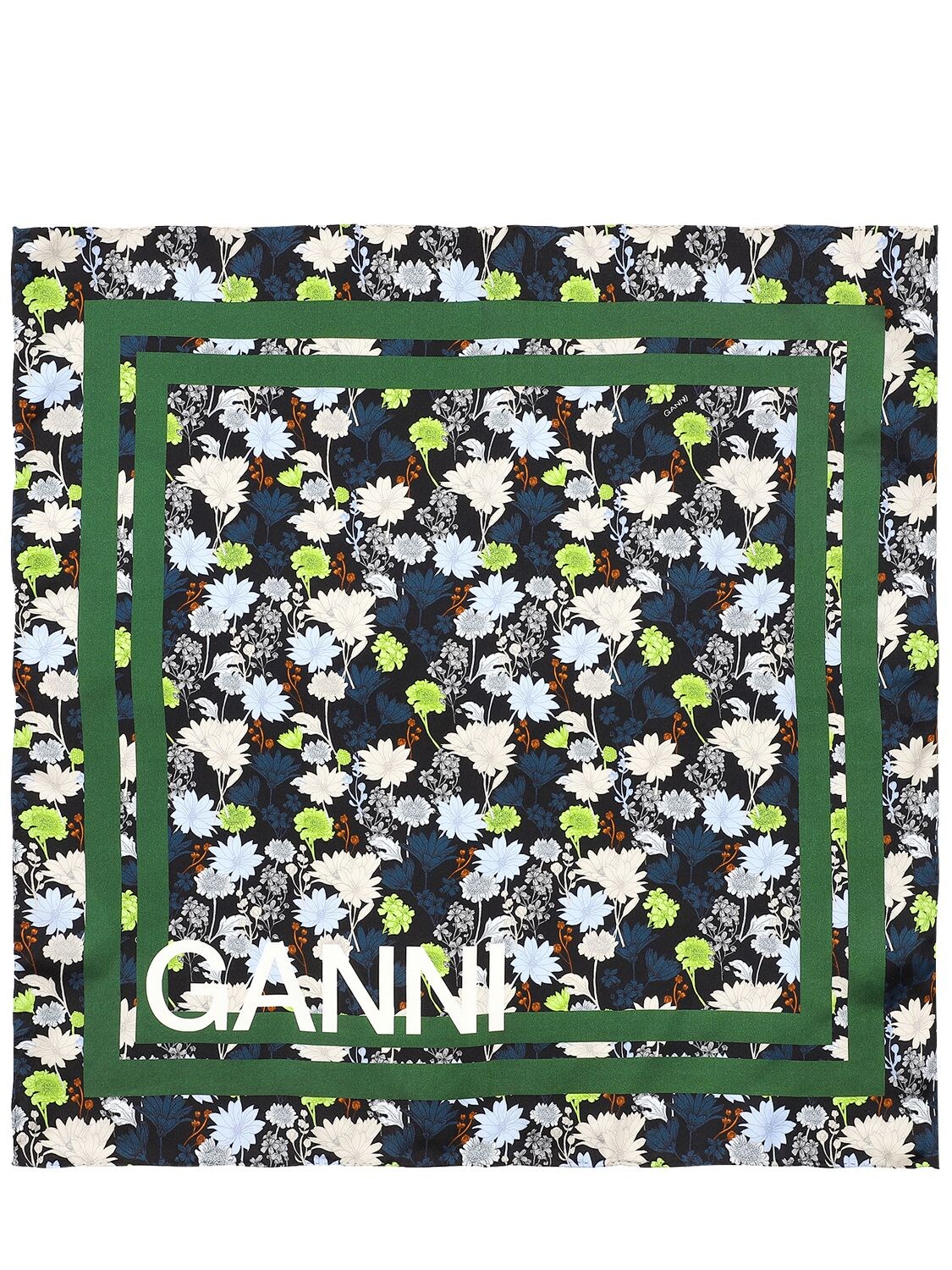 GANNI FLOWER PRINTED SILK TWILL SCARF,74IJ69011-OTK50