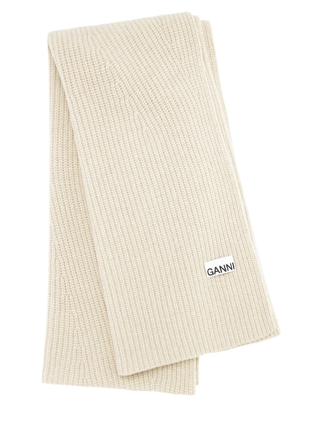 GANNI WOOL BLEND KNIT SCARF,74IJ69040-MTK20