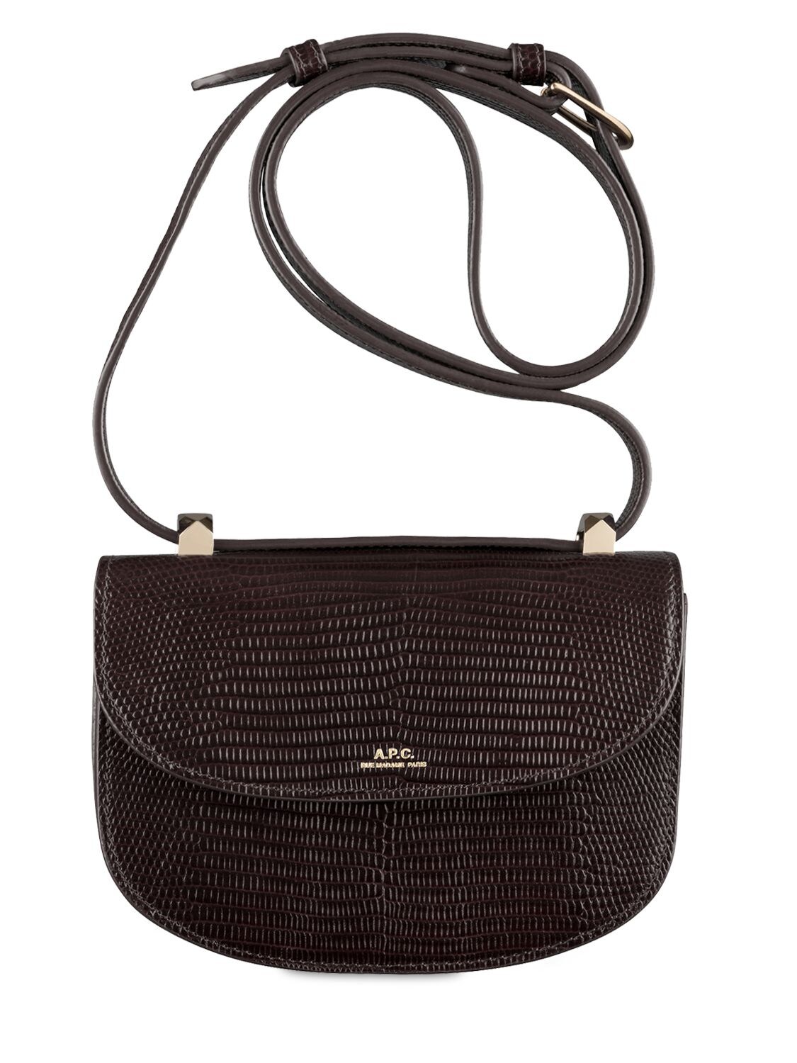 Apc Genéve Croc Embossed Leather Bag In Chestnut