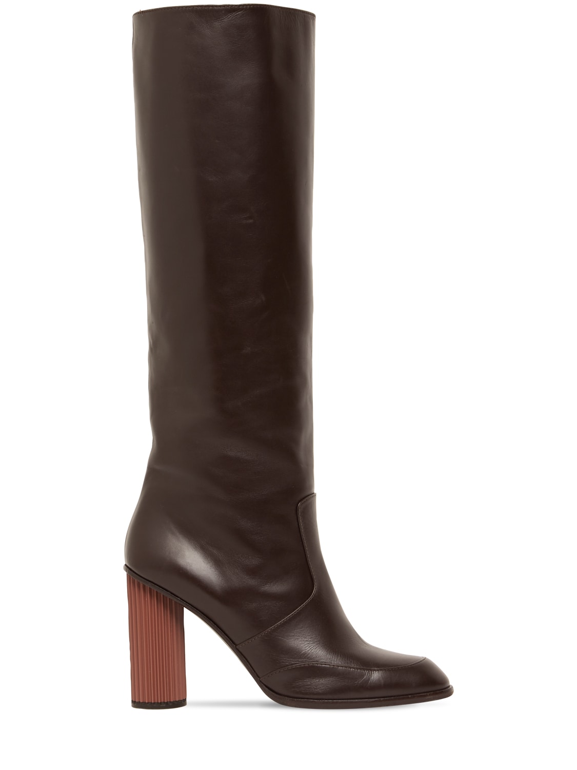 90mm Column Leather Tall Boots