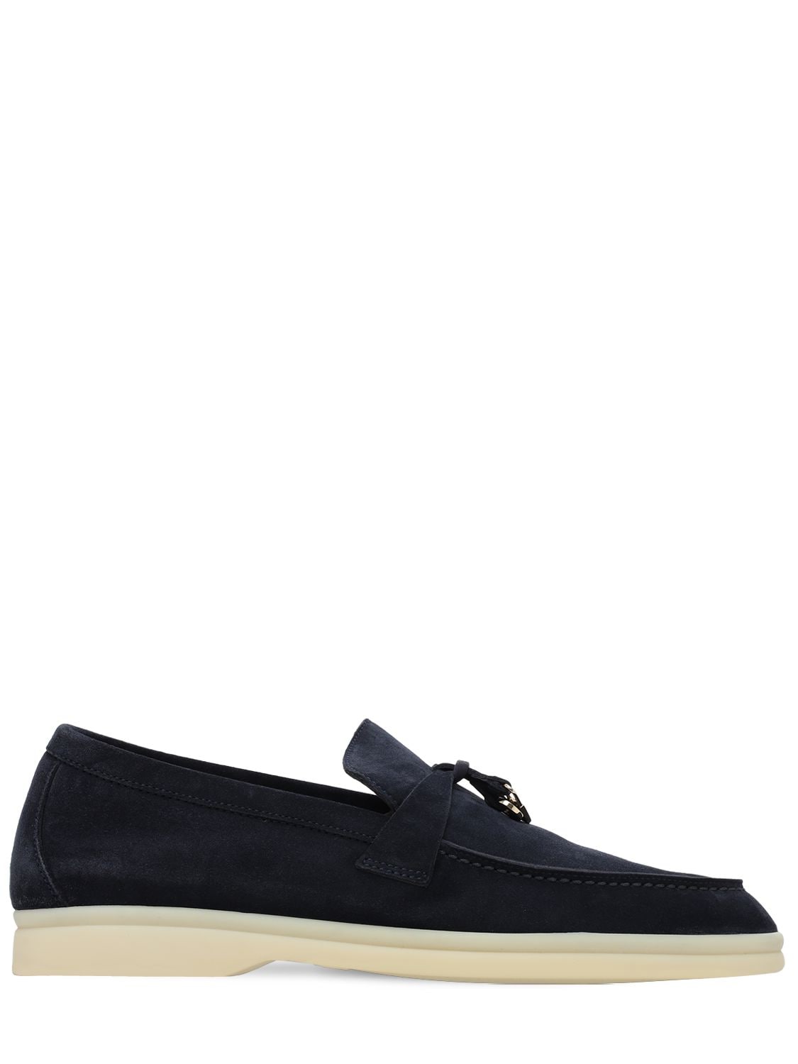 Loro Piana 10mm Summer Charms Walk Suede Loafers In Navy