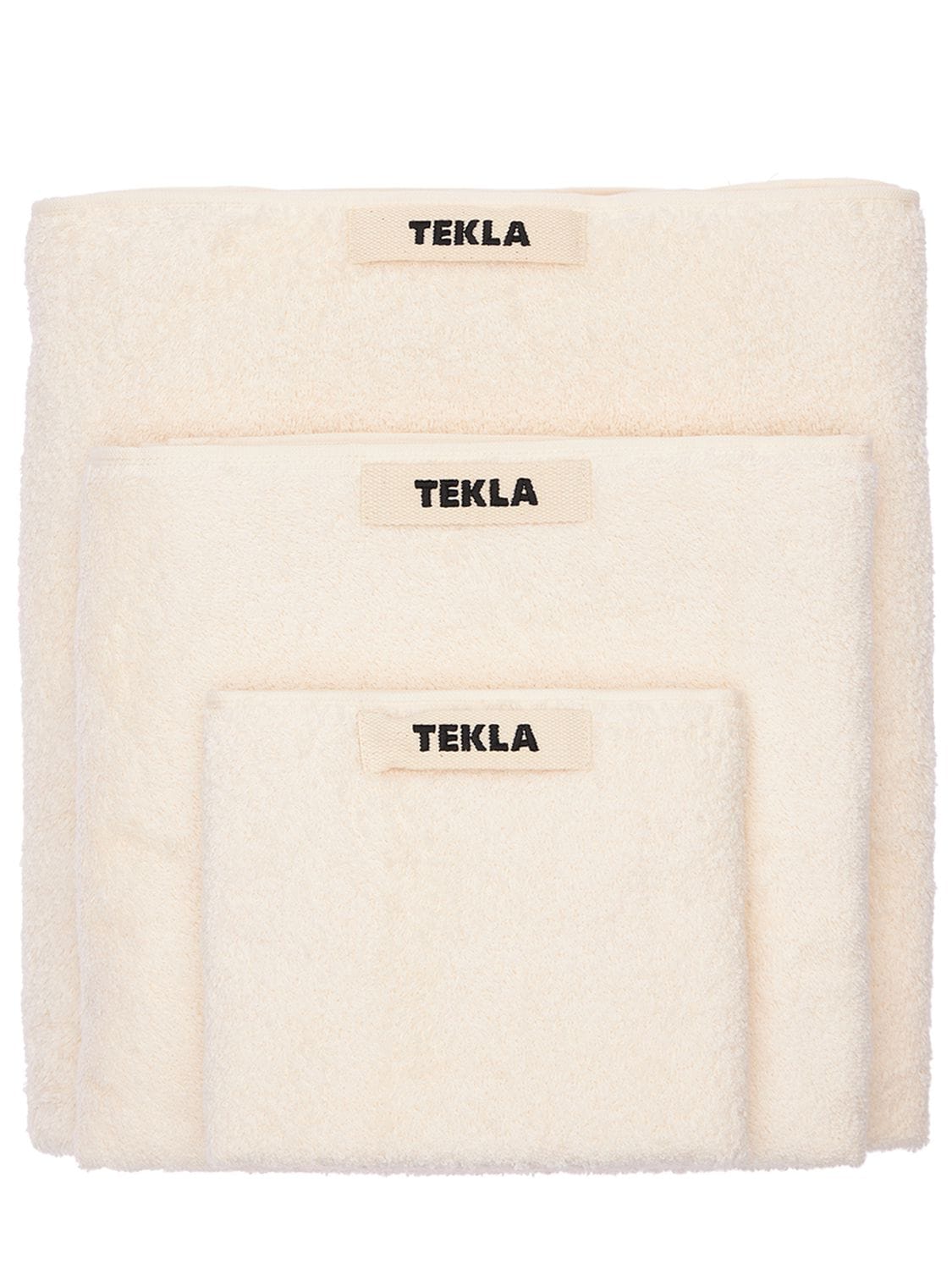 Tekla Set Of 3 Organic Cotton Towels In Neutral