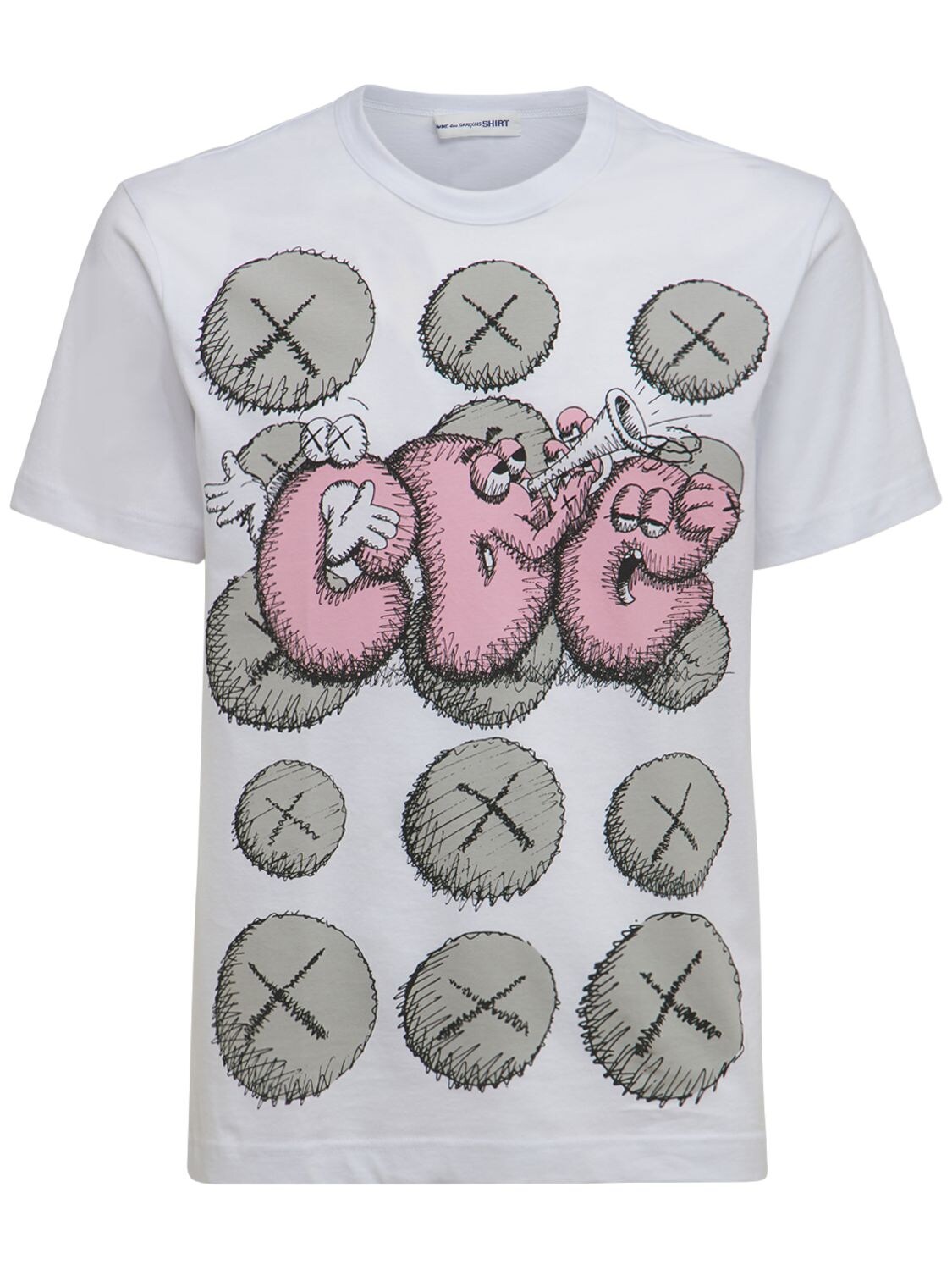 COMME DES GARÇONS SHIRT KAWS PRINTED COTTON JERSEY T-SHIRT,74IJRN012-MQ2