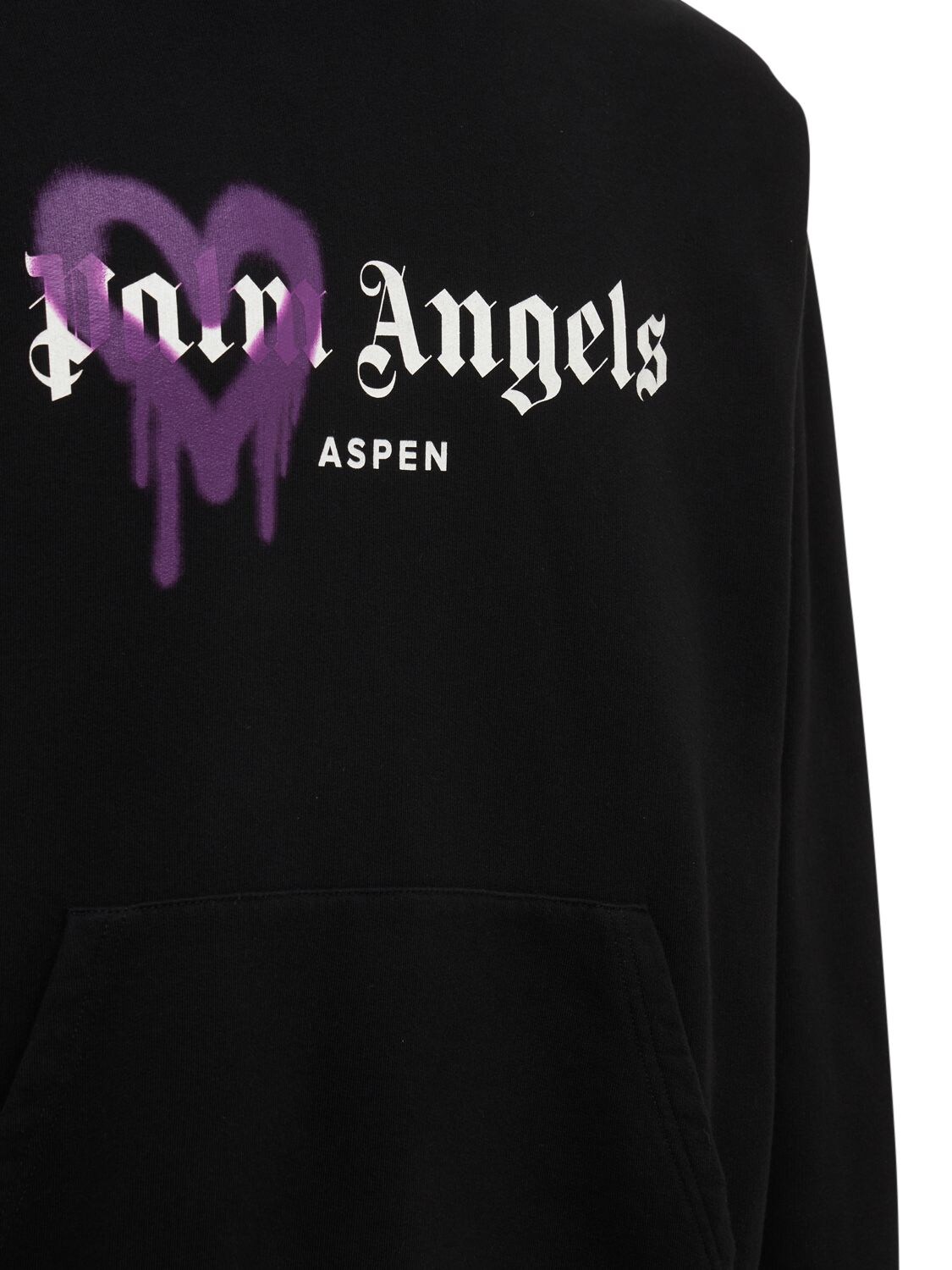 Palm Angels Aspen Heart Sprayed Logo Hoodie Black/White/Purple