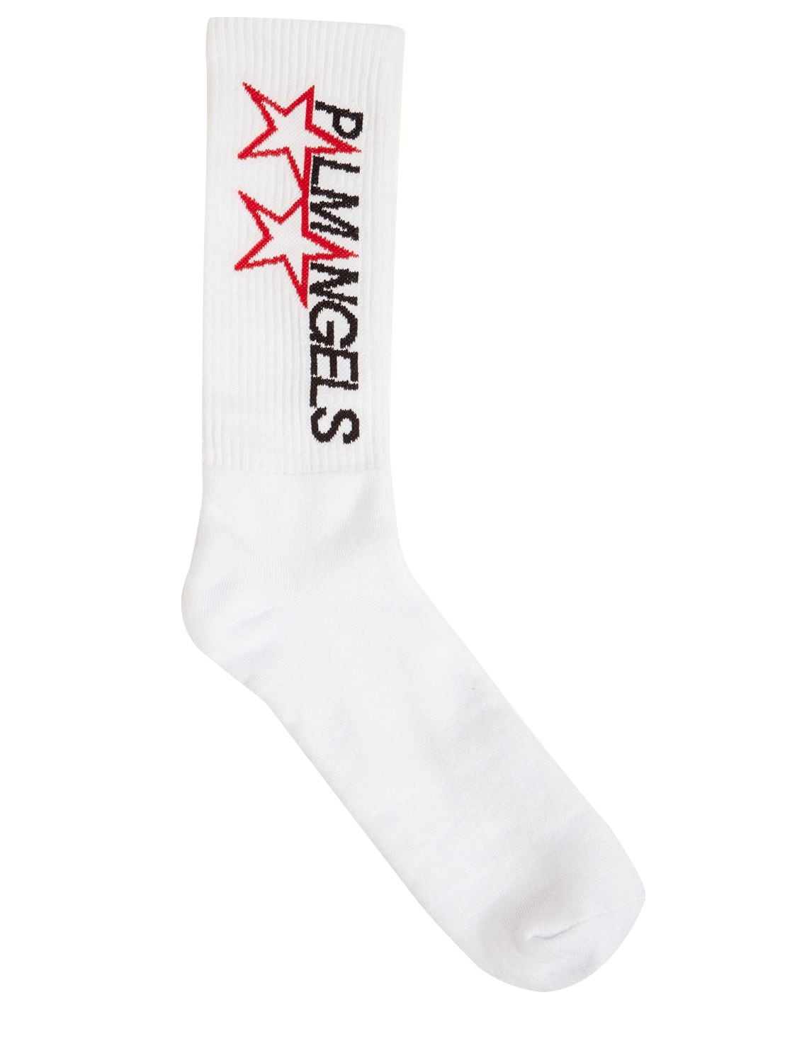 Palm Angels Gothic Logo Knee High Socks In White | ModeSens