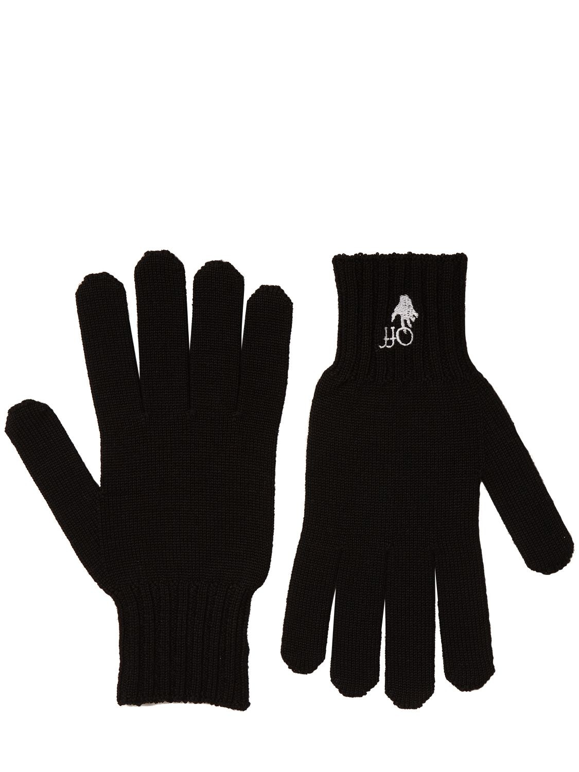 OFF-WHITE HAND OFF EMBROIDERED WOOL GLOVES,74IJS5004-MTAWMQ2