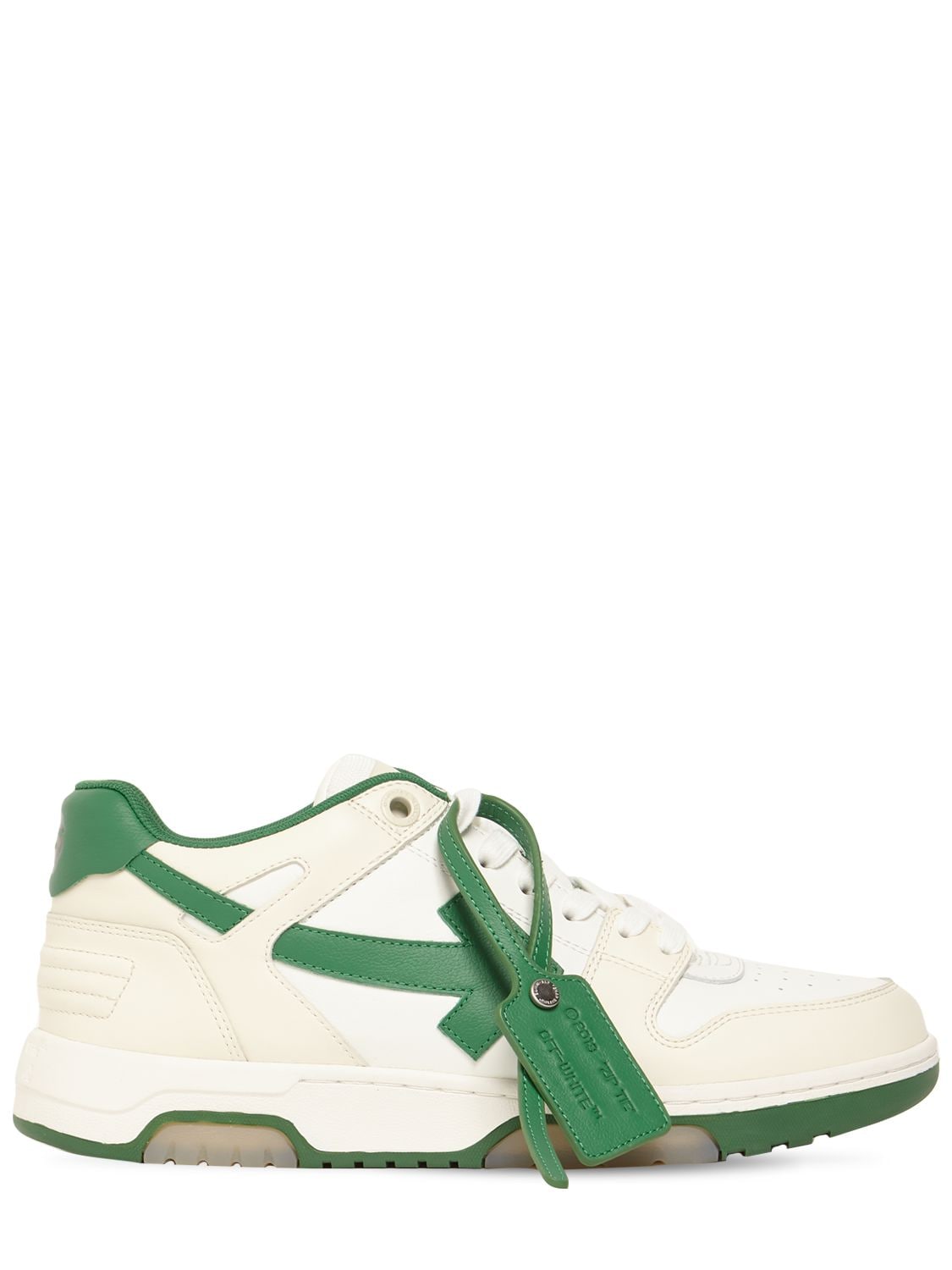 Off-white Out Of Office Low Leather Trainers In Weiss,grün