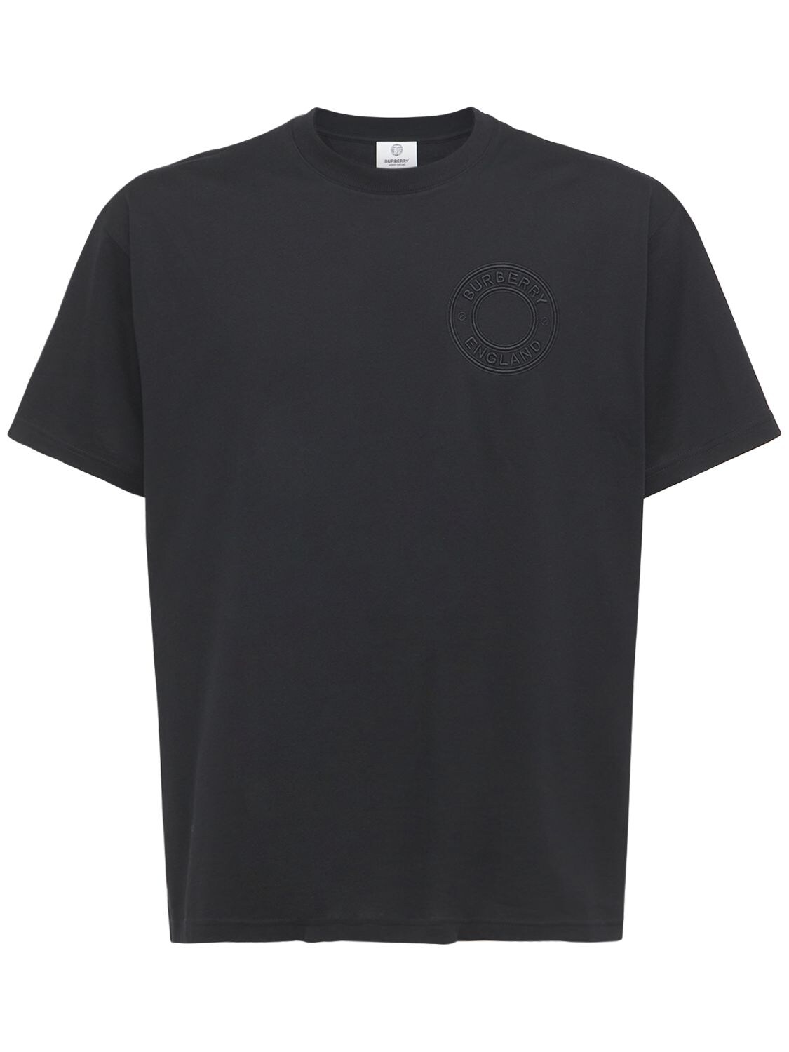 Burberry Logo Embroidery Organic Cotton T-shirt In Black
