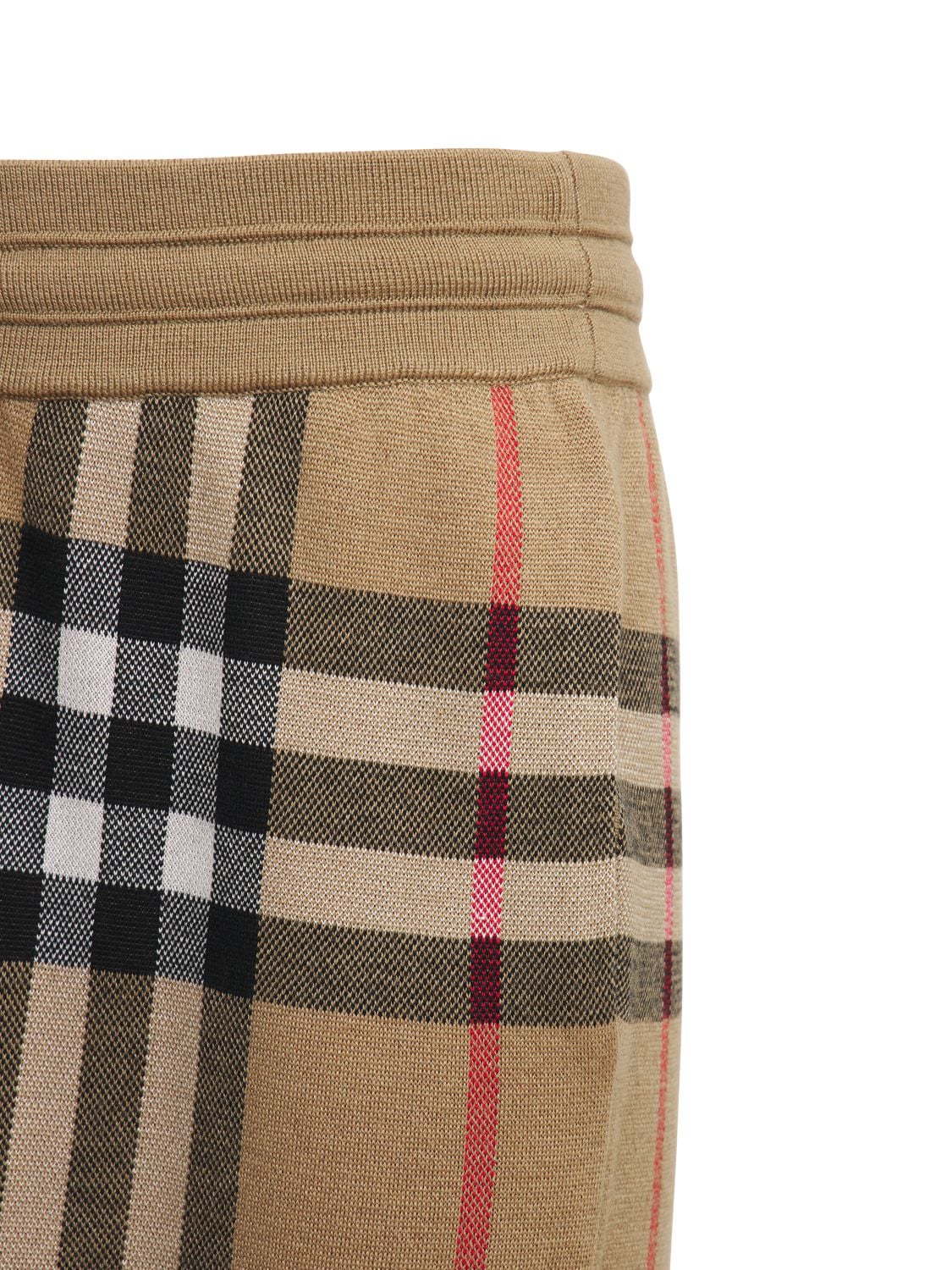 Shop Burberry Check Silk & Wool Knit Shorts In Archive Beige