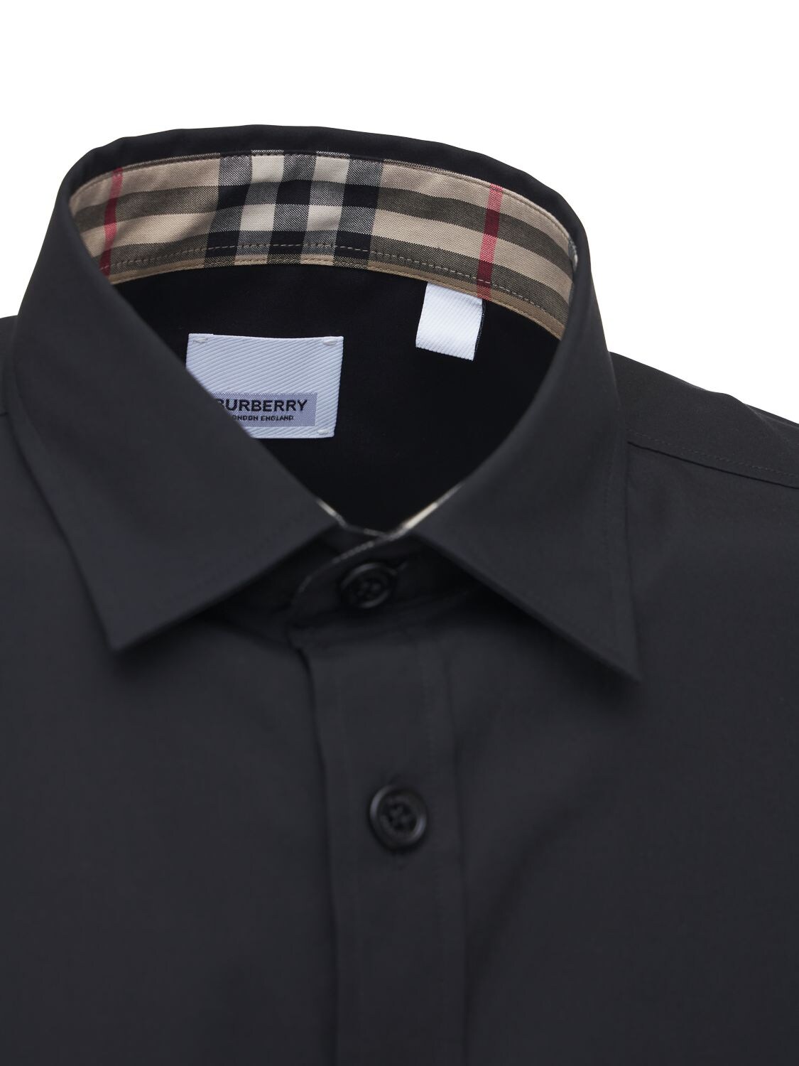 Burberry Sherwood Stretch Cotton Poplin Shirt In Black | ModeSens