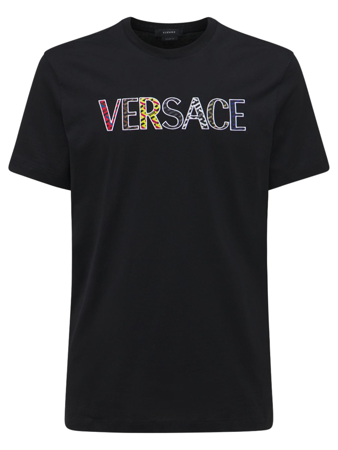 Versace - Logo embroidered cotton t-shirt - Black | Luisaviaroma