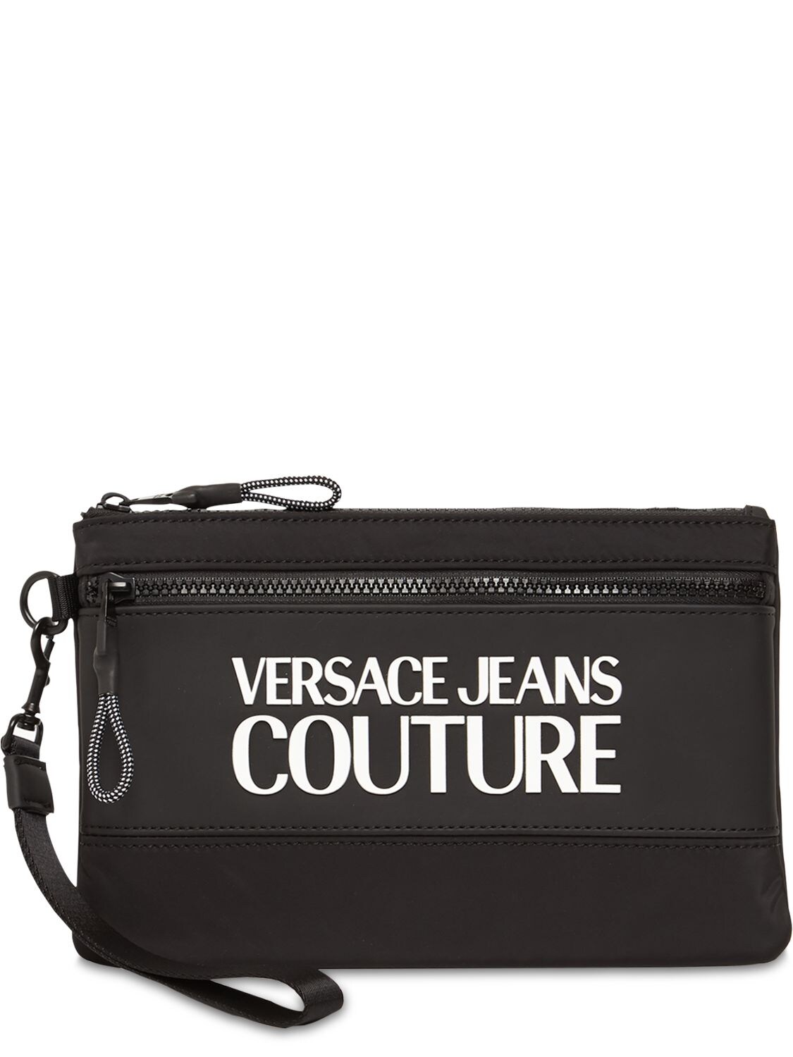Versace Jeans Couture Rubberized Logo Clutch In Black