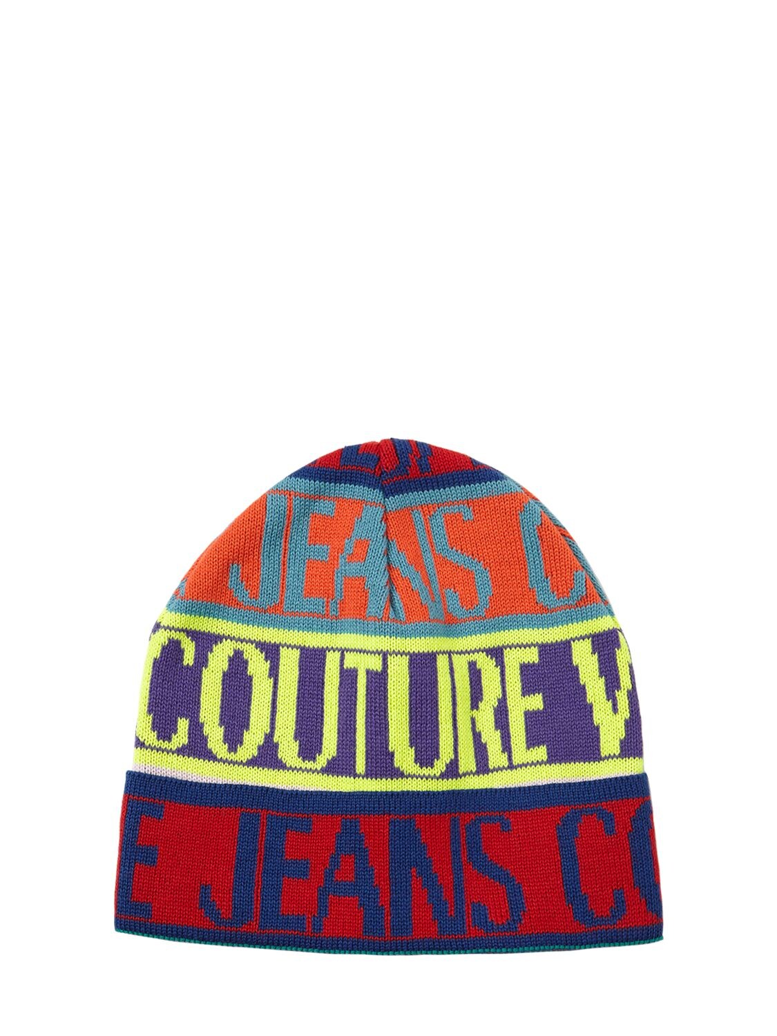 VERSACE JEANS COUTURE ALL OVER LOGO BEANIE,74IK2C020-OTGY0