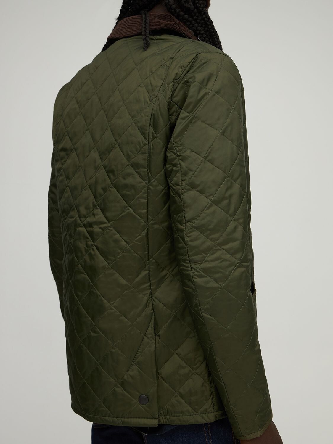 Shop Barbour Liddesdale Quilted Nylon Jacket In Olive Green