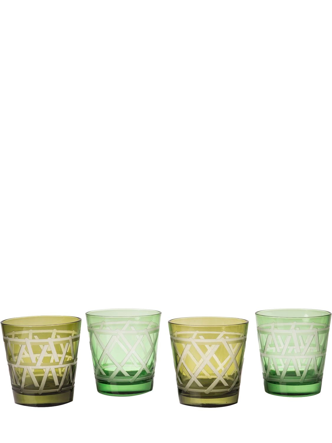 Polspotten Tie Up Set Of 4 Glass Tumblers In Multi-colour
