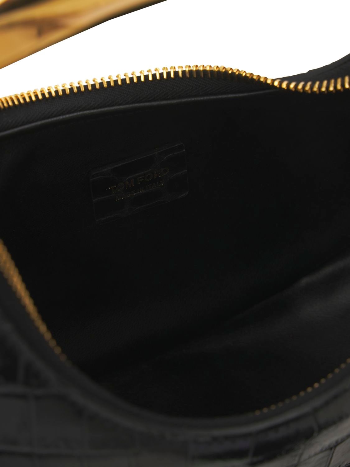 Shop Tom Ford Mini Bianca Croc Embossed Shoulder Bag In Black