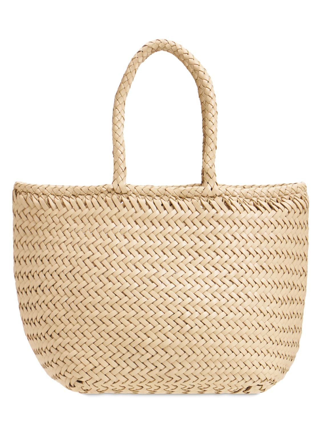 Shop Dragon Diffusion Grace Small Woven Leather Basket Bag In Pearl