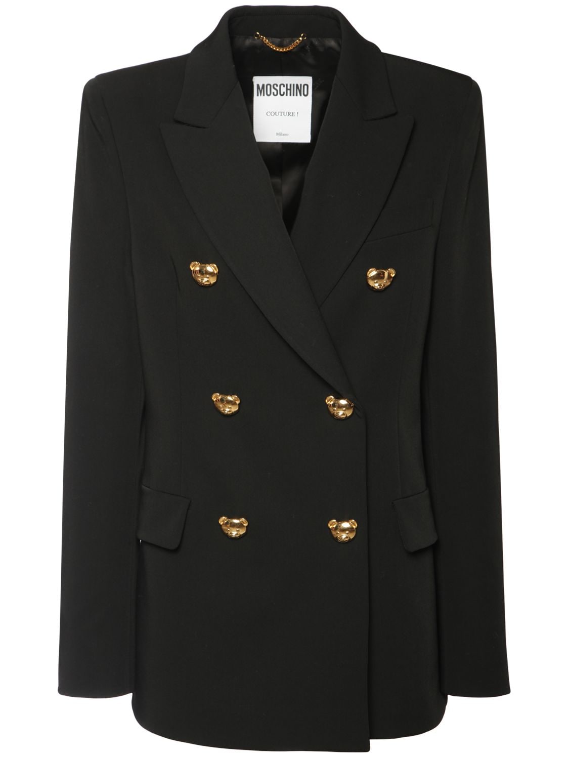 MOSCHINO STRETCH WOOL DOUBLE BREASTED JACKET,74IL0O008-SJA1NTU1