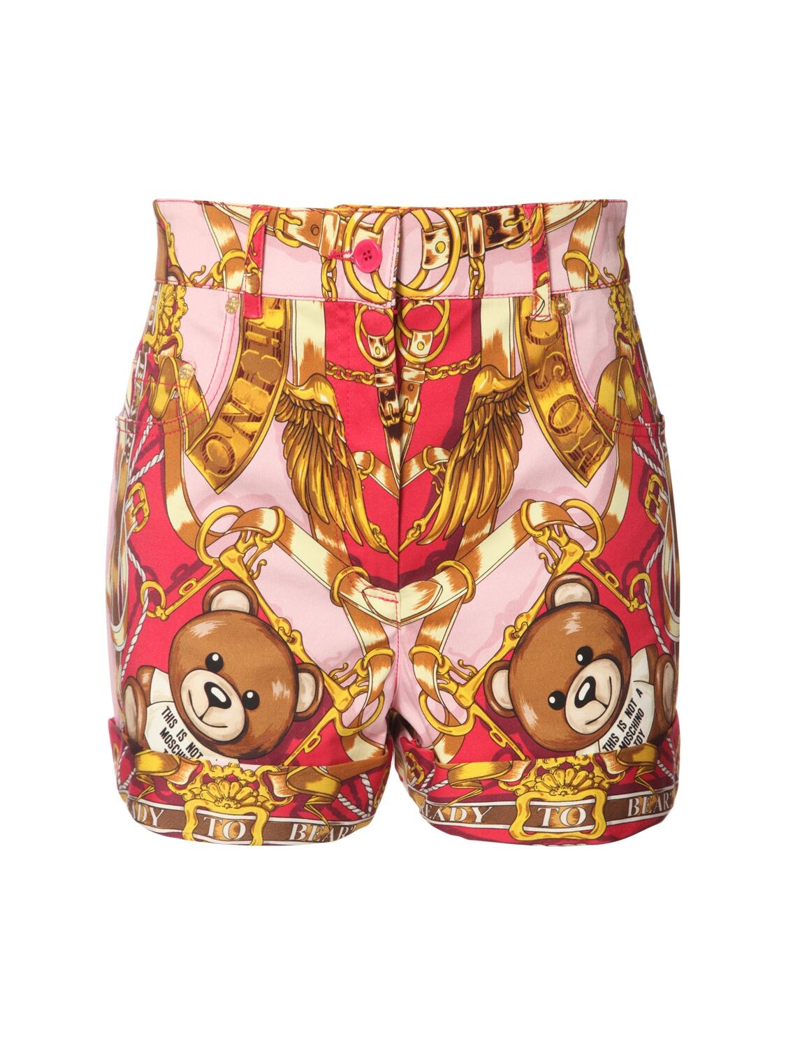 Moschino Ladies Fantasia Rosa Teddy Scarf High-waisted Shorts In Multipink