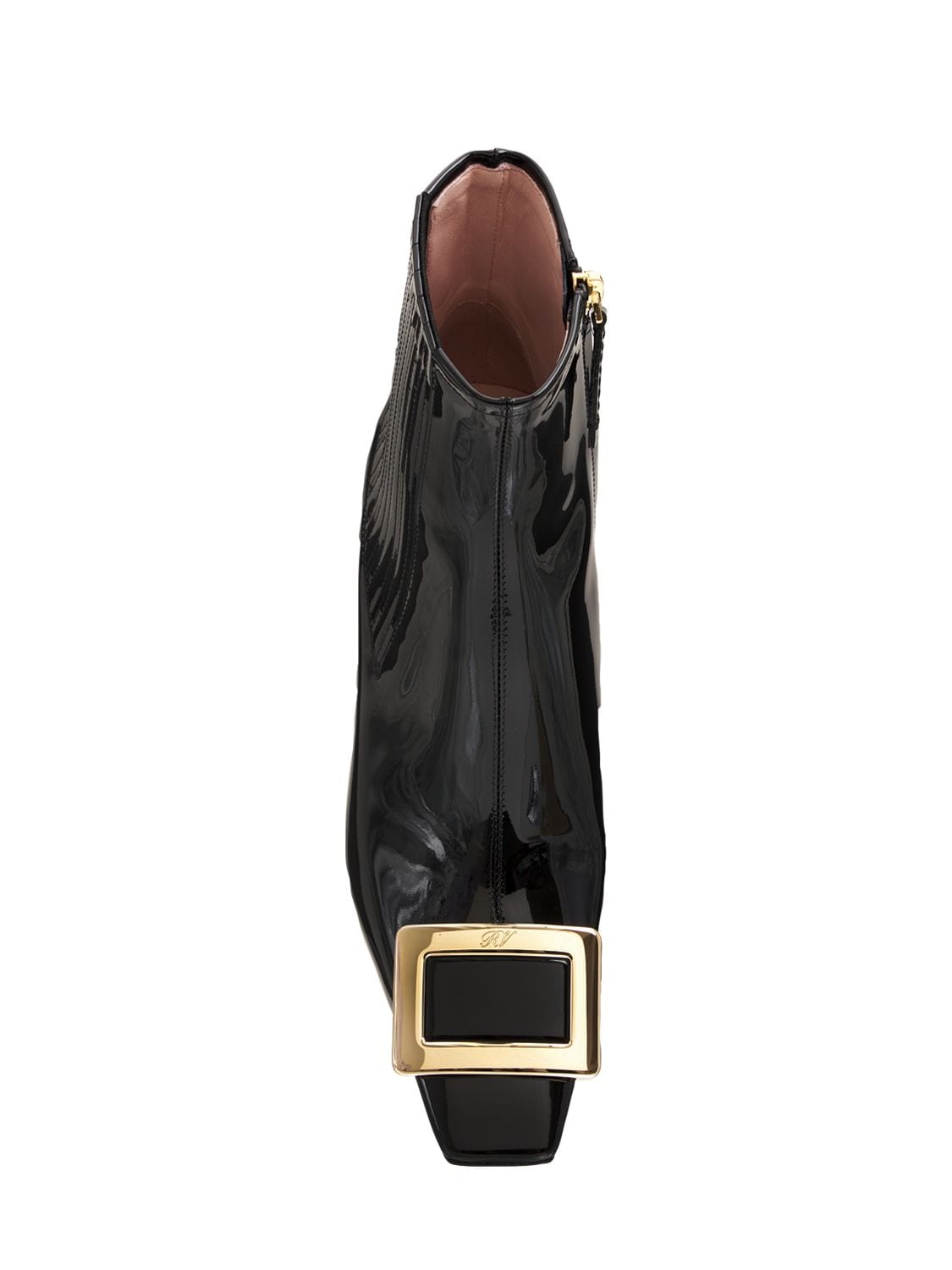 Shop Roger Vivier 45mm Belle Vivier Patent Leather Boots In Black