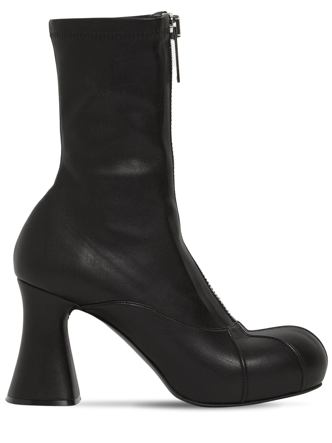 80mm Groove Faux Leather Ankle Boots