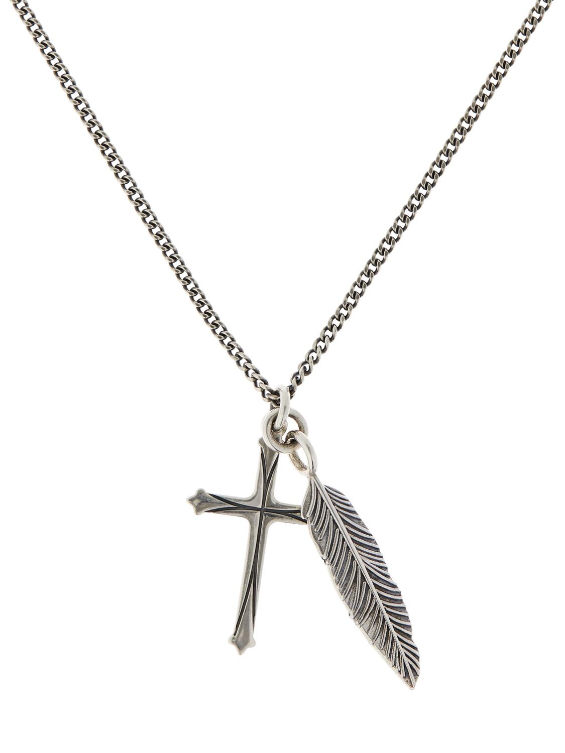 cross and feather necklace