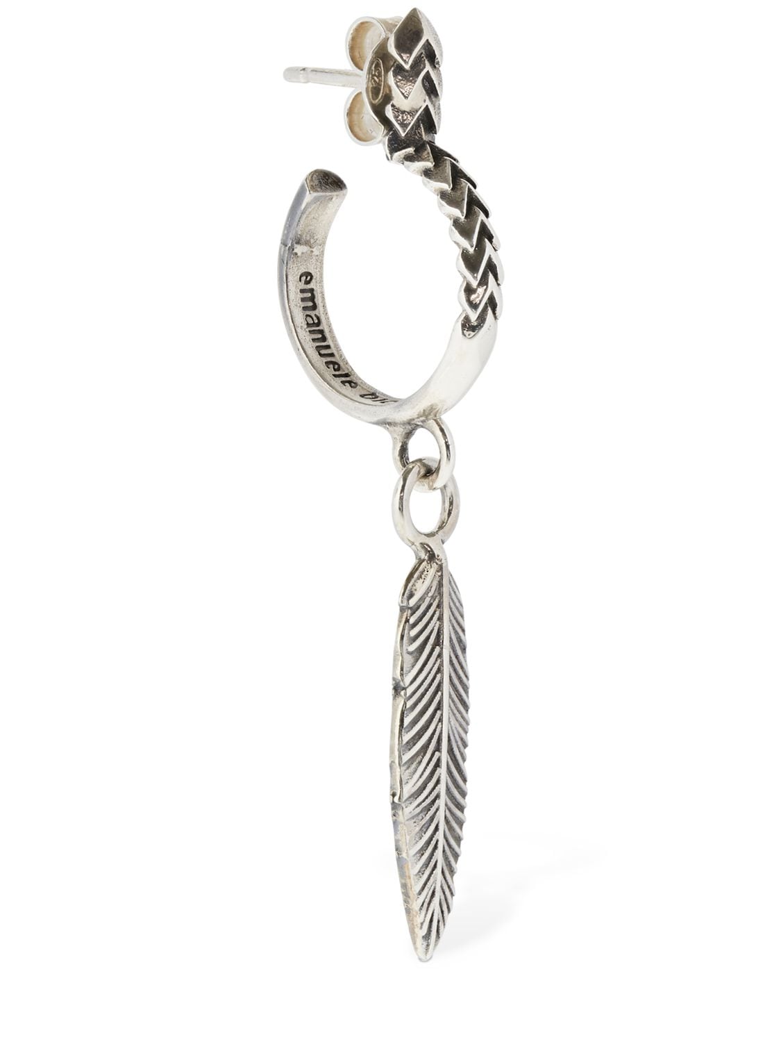 Shop Emanuele Bicocchi Feather Hoop Mono Earring In Silver