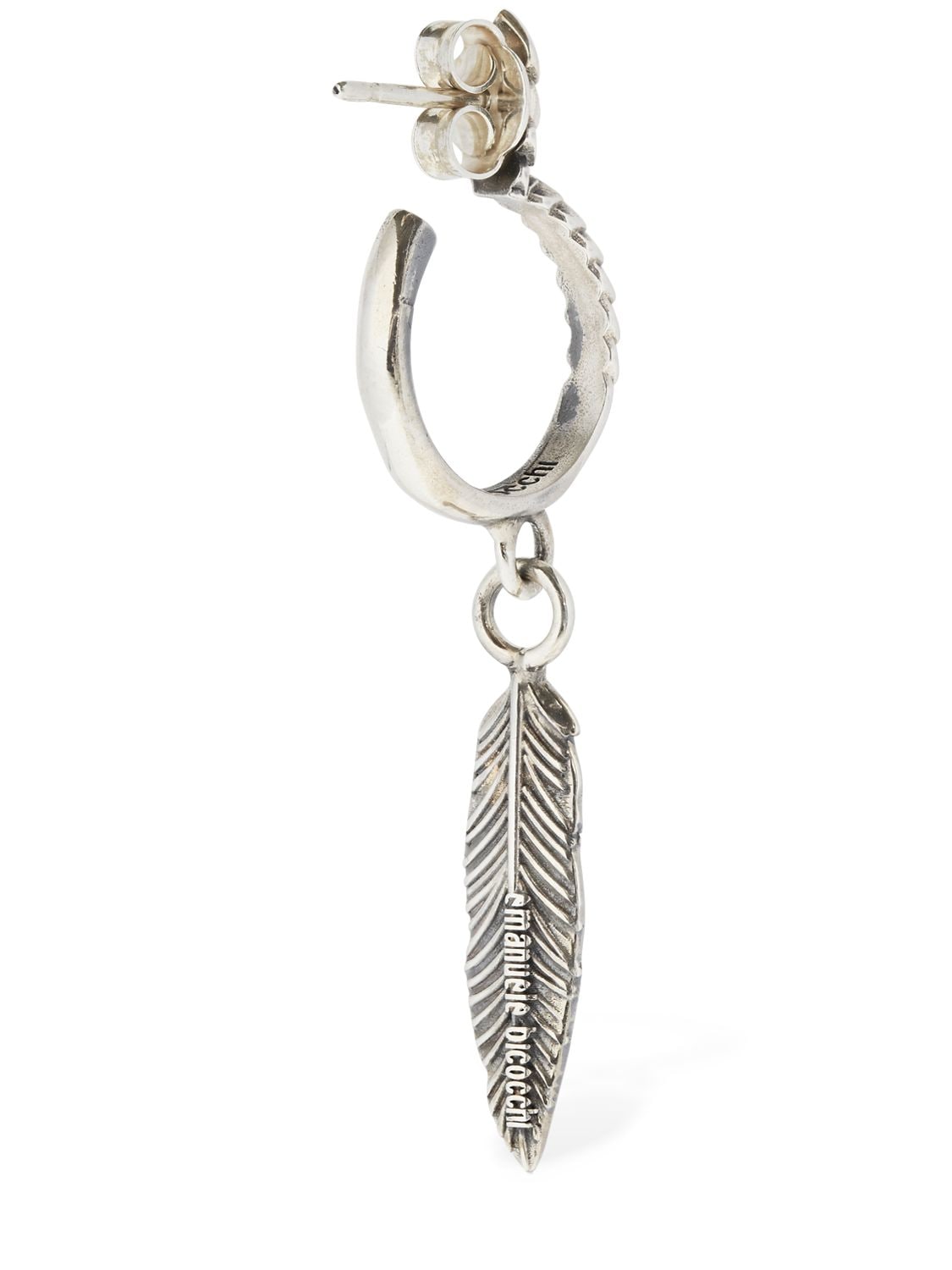 Shop Emanuele Bicocchi Feather Hoop Mono Earring In Silver