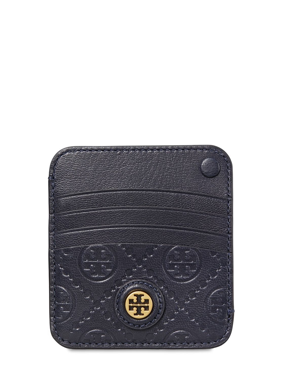 Tory Burch T Monogram Leather Card Holder In Midnight
