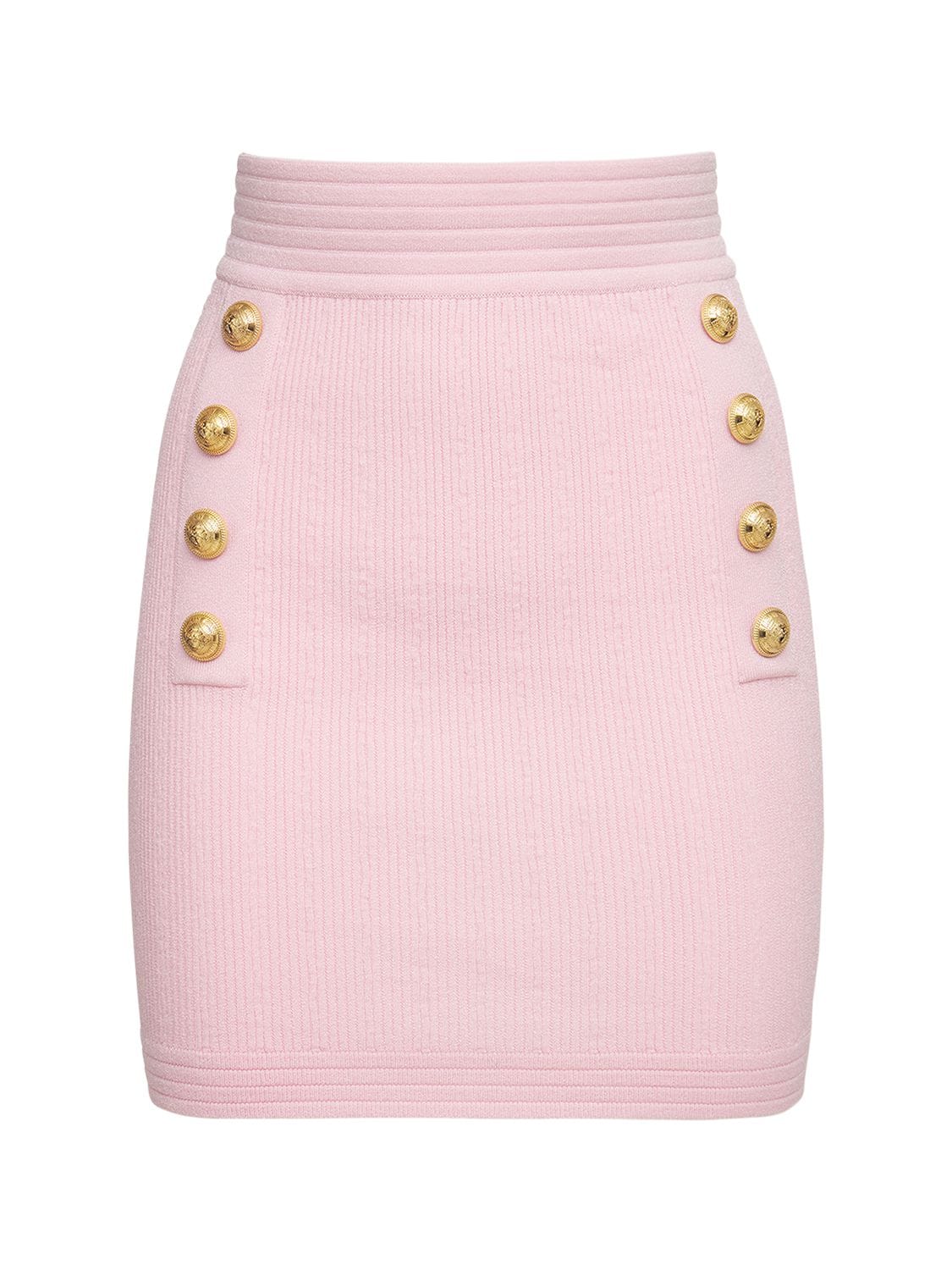balmain pink mini skirt