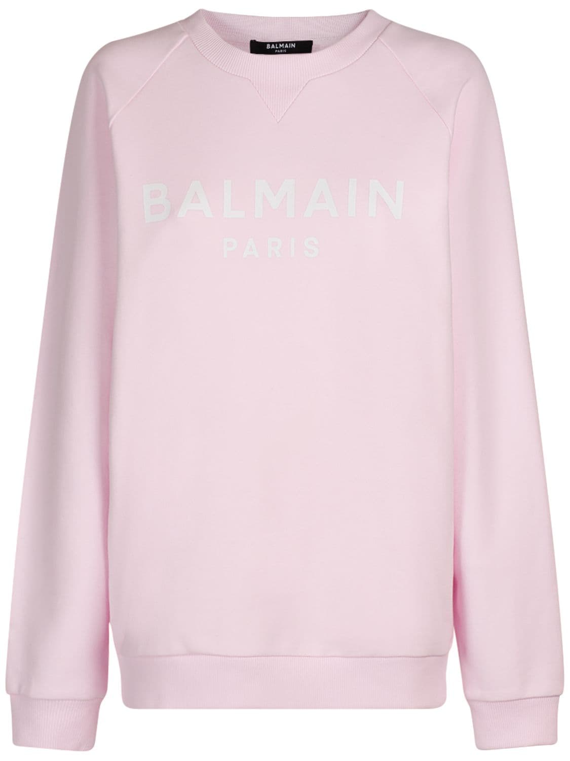 BALMAIN Logo Printed Organic Cotton Sweatshirt