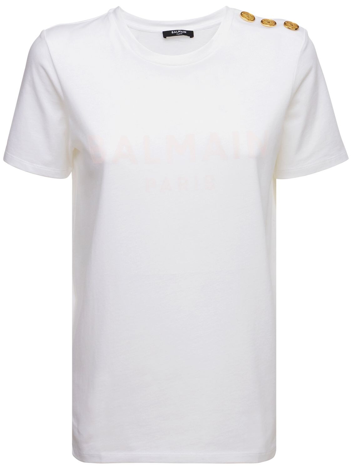 Balmain - Logo printed organic cotton t-shirt - White/Pink | Luisaviaroma