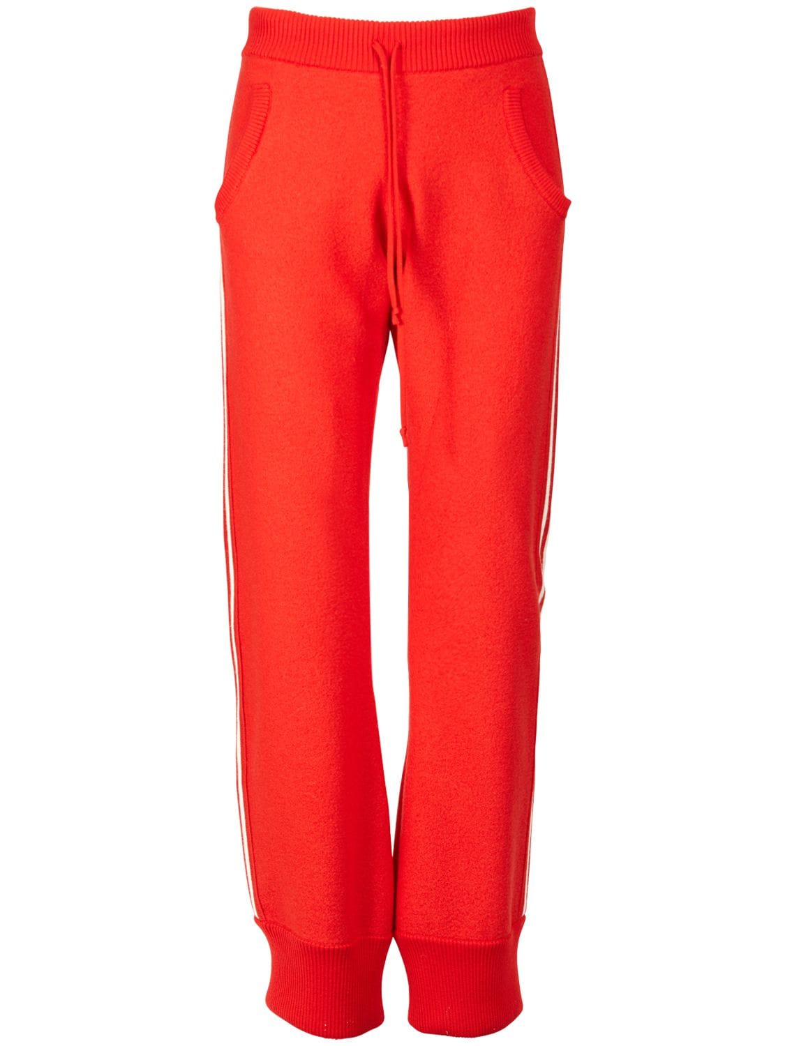 Maison Margiela Felted Wool Knit Jogging Pants In Red,white