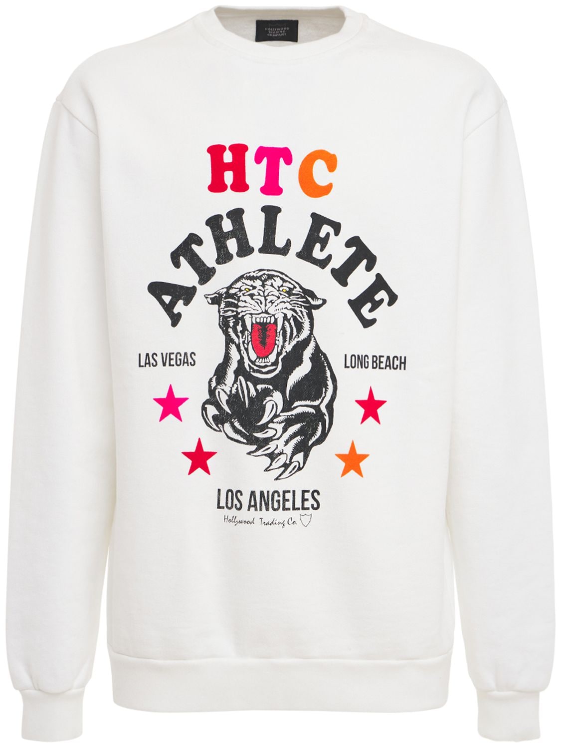 HTC LOS ANGELES Printed Logo Crewneck Cotton Sweater