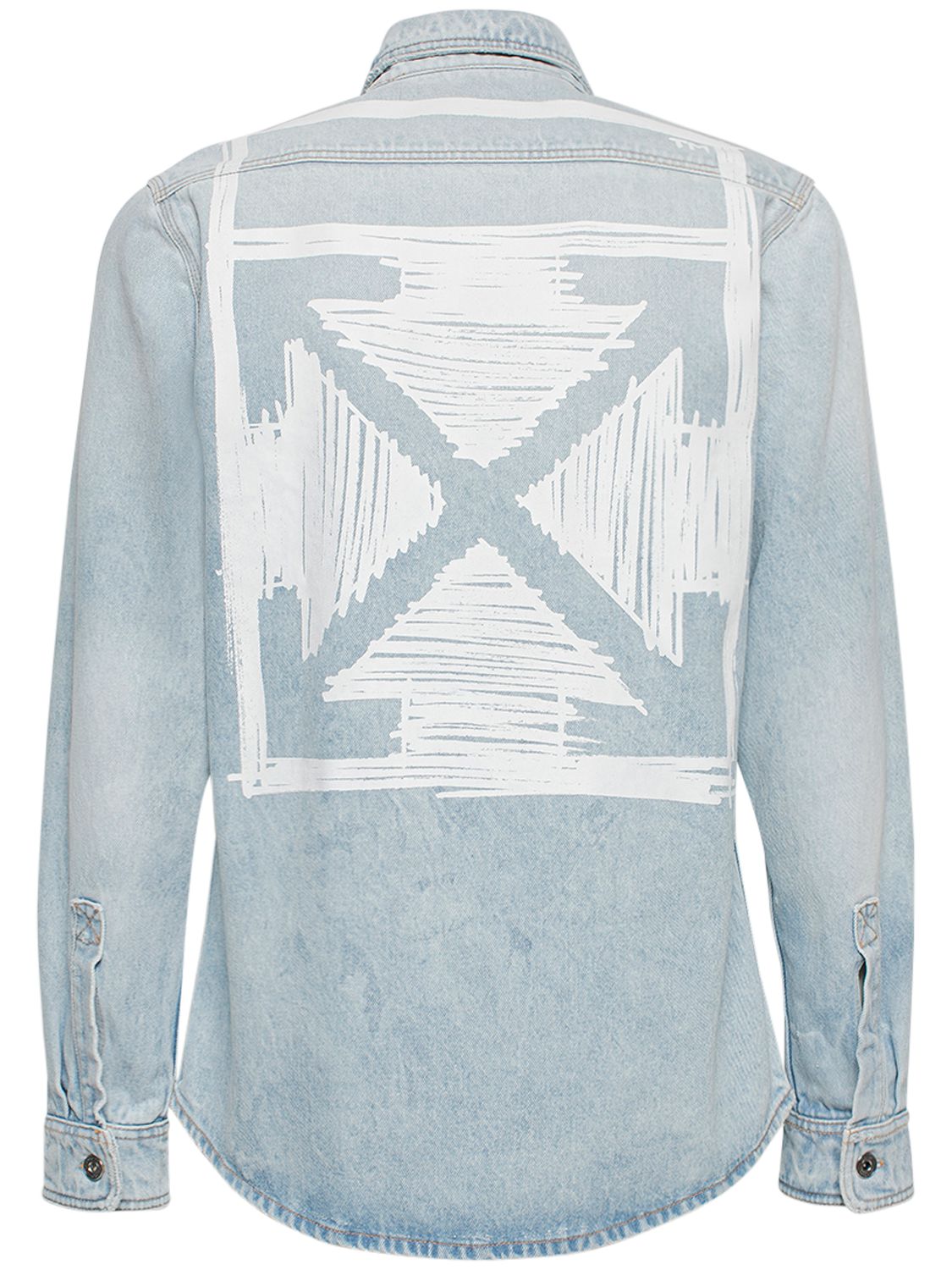 OFF-WHITE Chemise En Denim Délavé Imprimé Flèche
