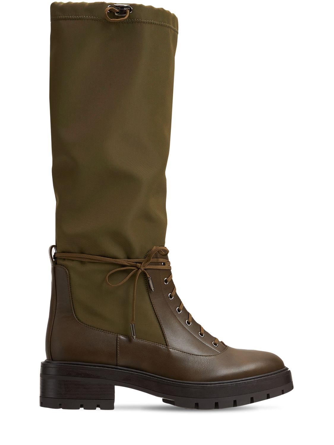 AQUAZZURA 50mm Rain Nylon & Leather Tall Boots