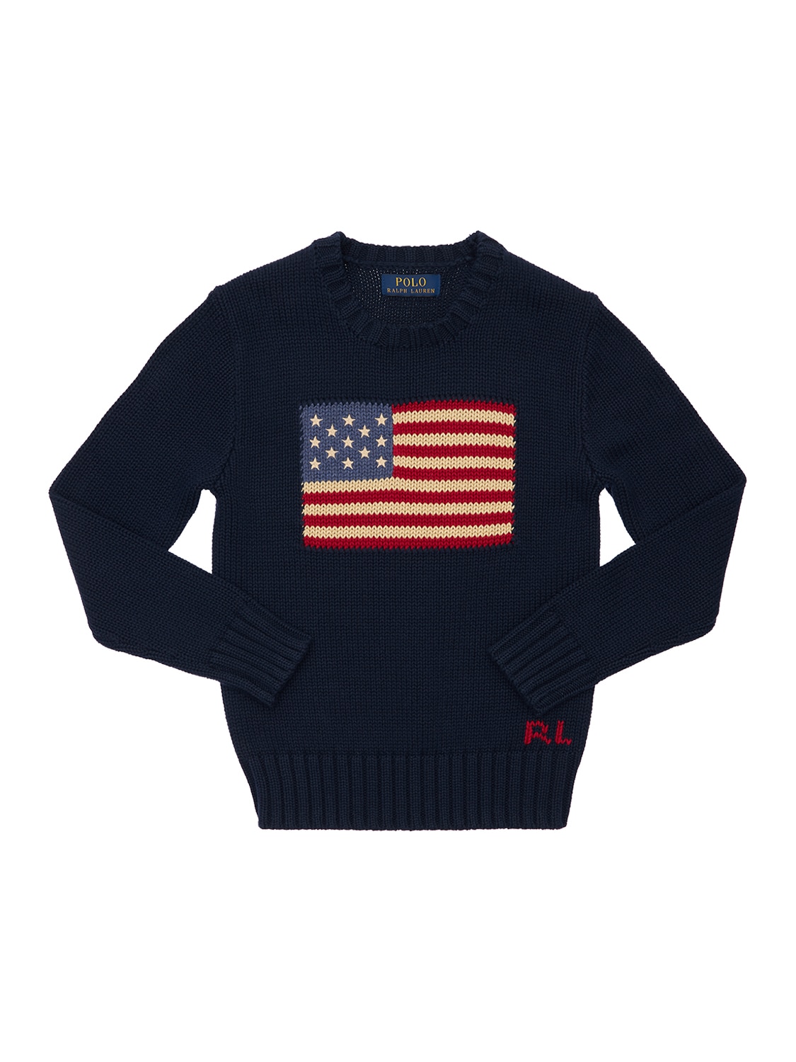 Ralph Lauren Kids' Flag Cotton Intarsia Knit Sweater In 네이비 | ModeSens