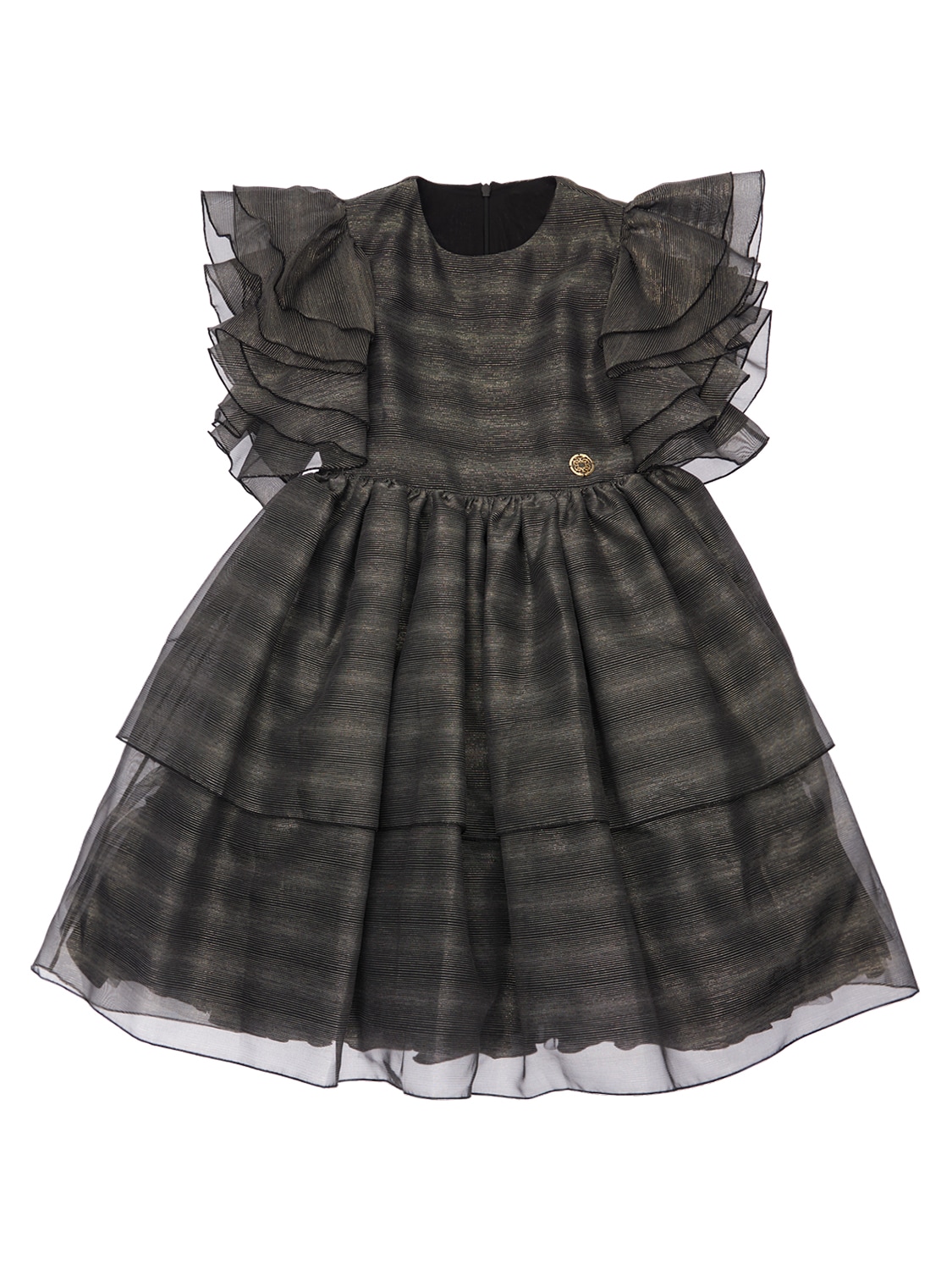 Elie Saab Kids' Layered Glitter Tulle Dress In Black